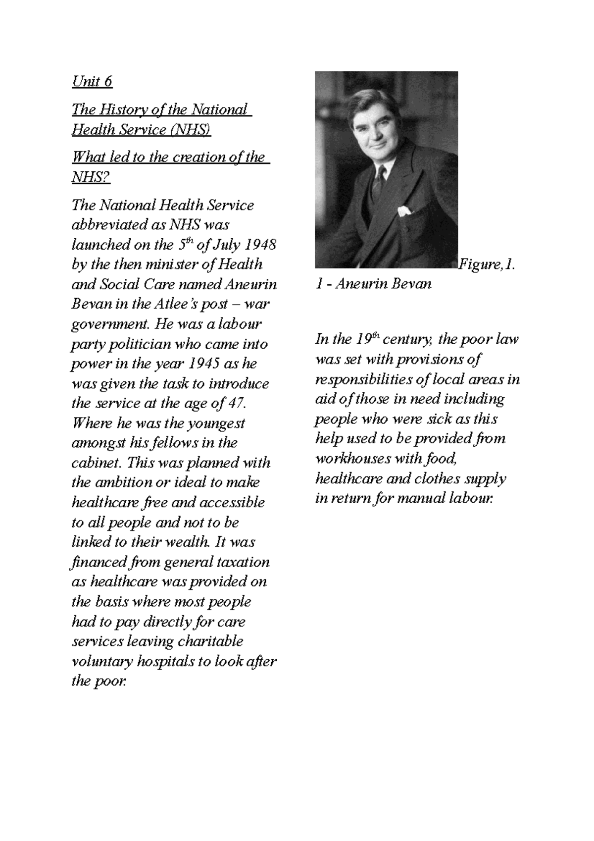 Unit 6 -NHS - NHS poster - Unit 6 The History of the National Health ...