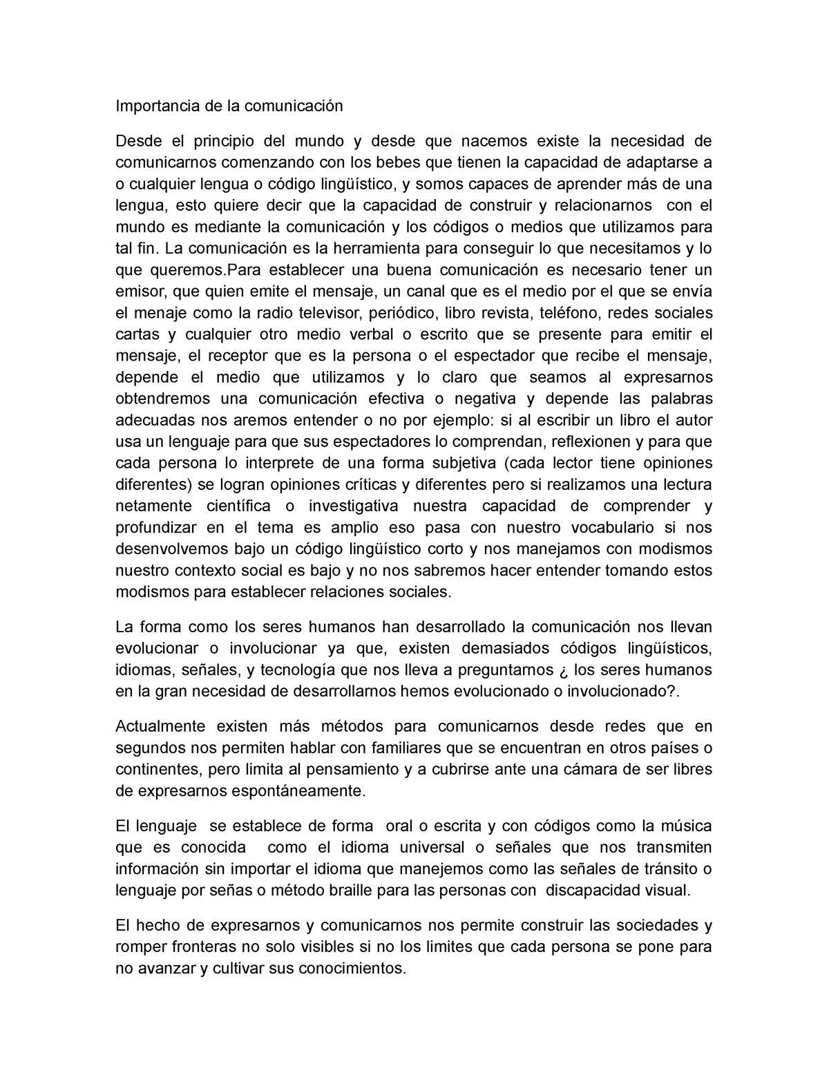 Importancia De La Comunicación Importancia De La Comunicación Desde El Principio Del Mundo Y 2346