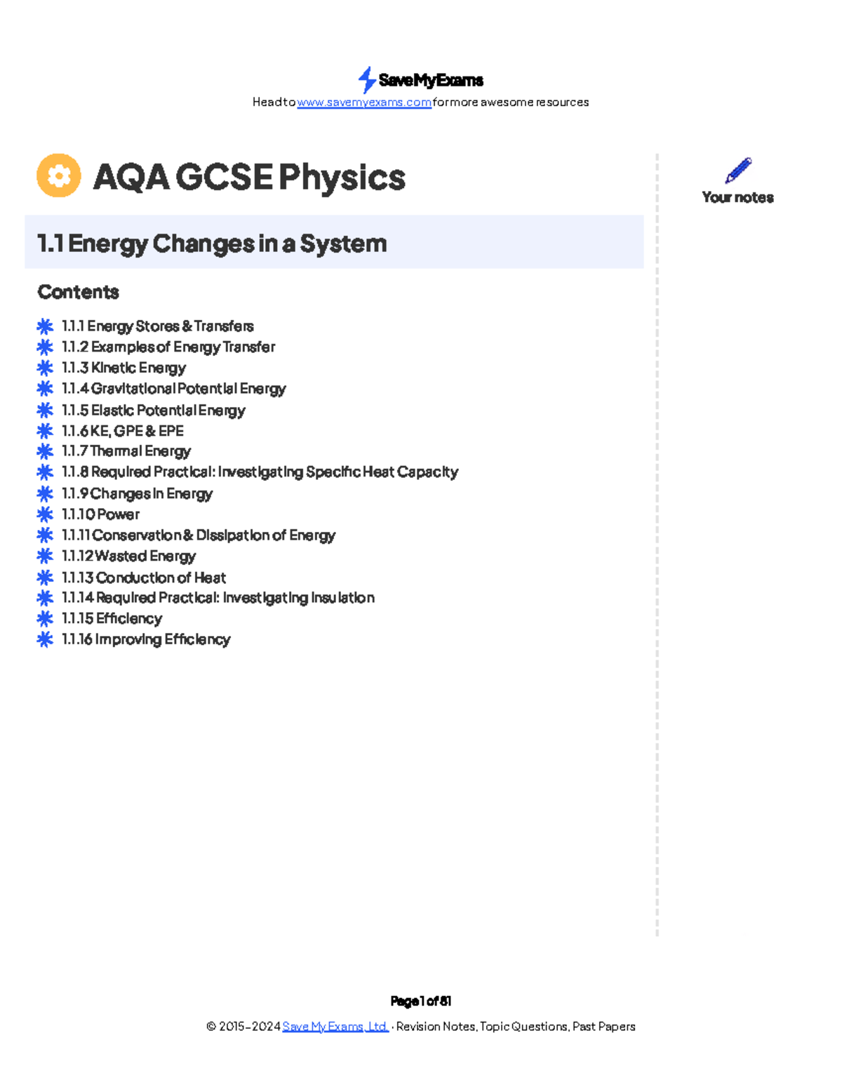 Energy Changes in a System AQA GCSE Physics Revision Notes - Page 1 of ...