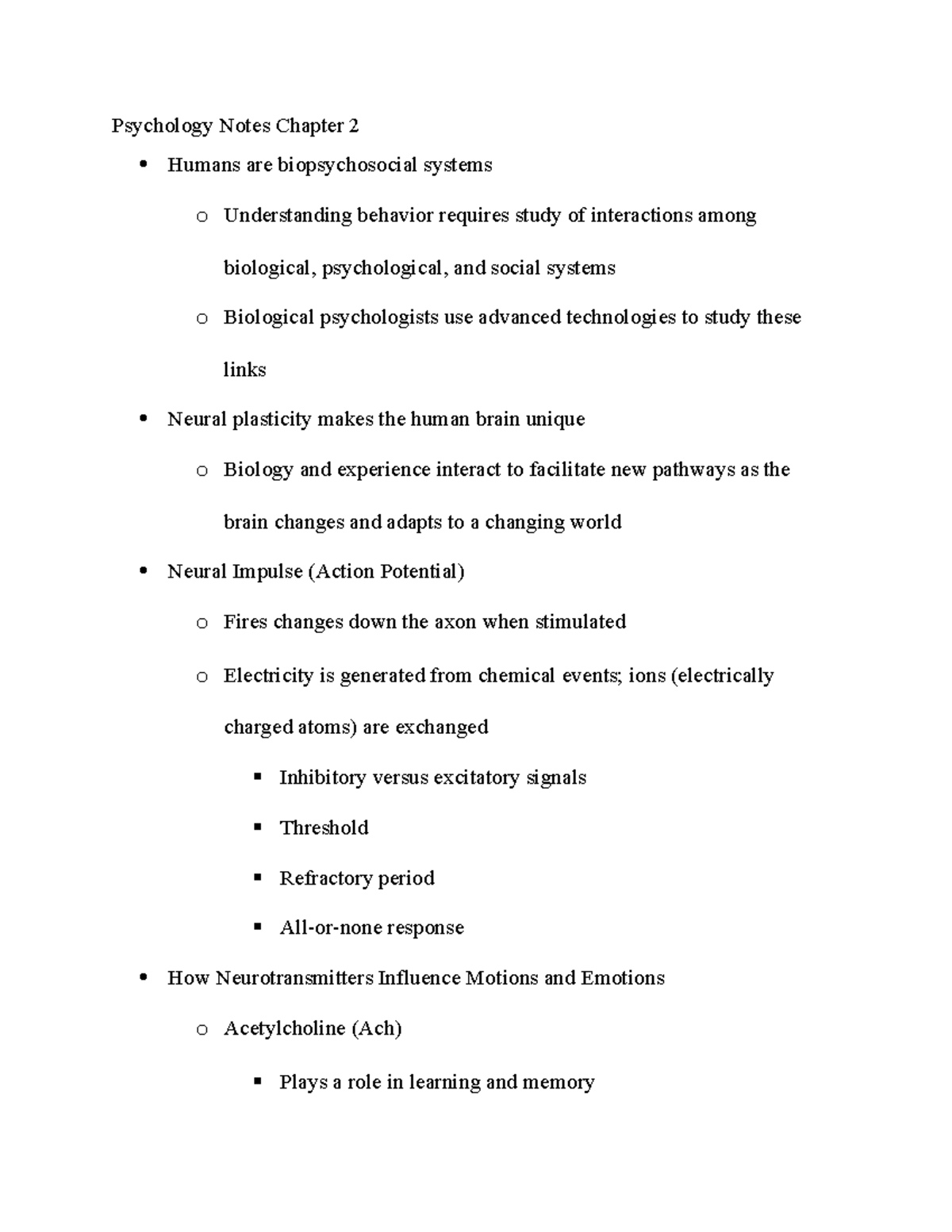 Psychology Notes Chapter 2 Updated - Psychology Notes Chapter 2 Humans ...
