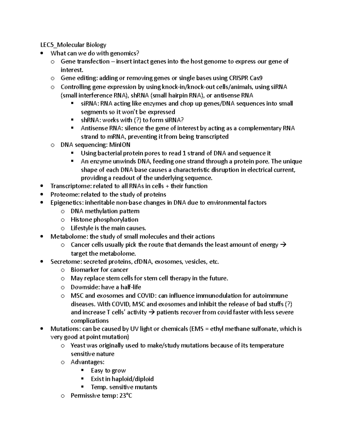 BIOL311 Exam 2 Review - Case Study - LEC5_Molecular Biology What Can We ...