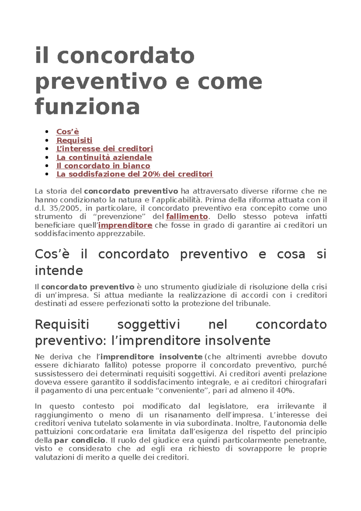 Il Concordato Preventivo E Come Funziona - Il Concordato Preventivo E ...