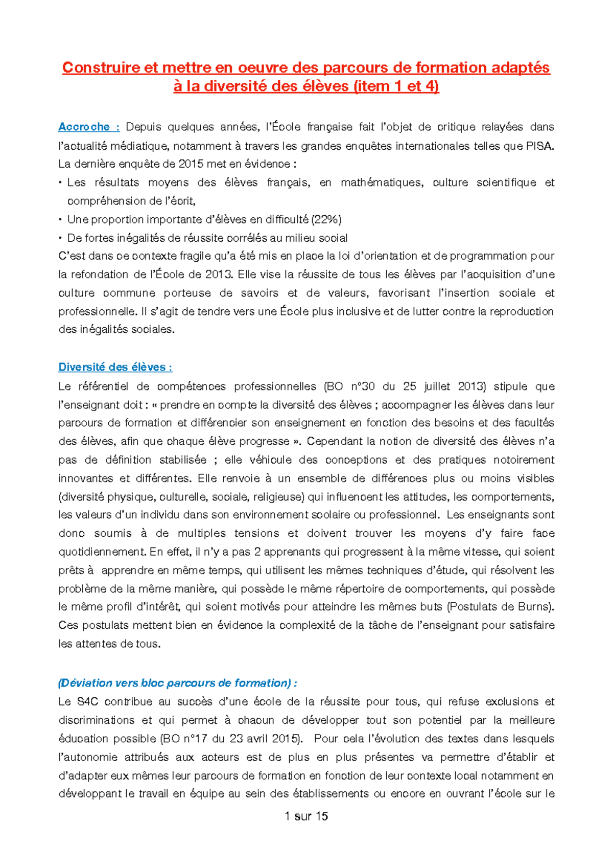 Parcours de formation - cours - Construire et mettre en oeuvre des ...