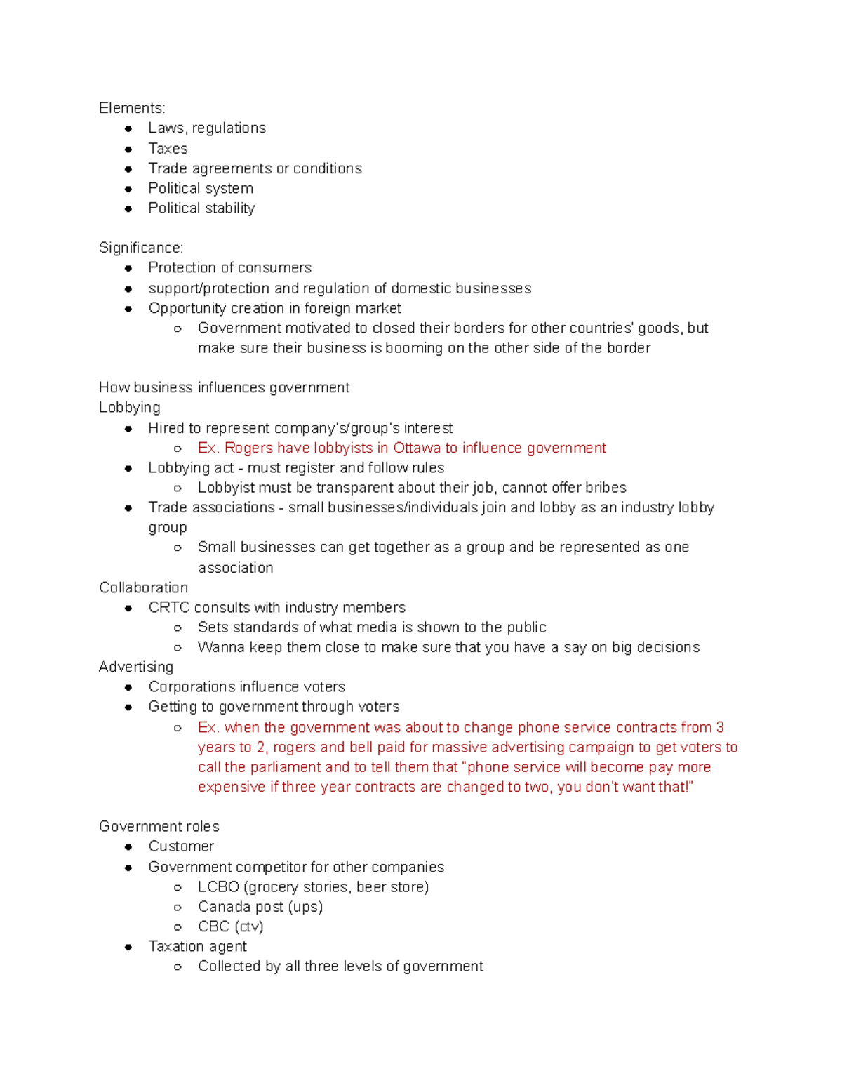 BU111 political factors - Elements: Laws, regulations Taxes Trade ...