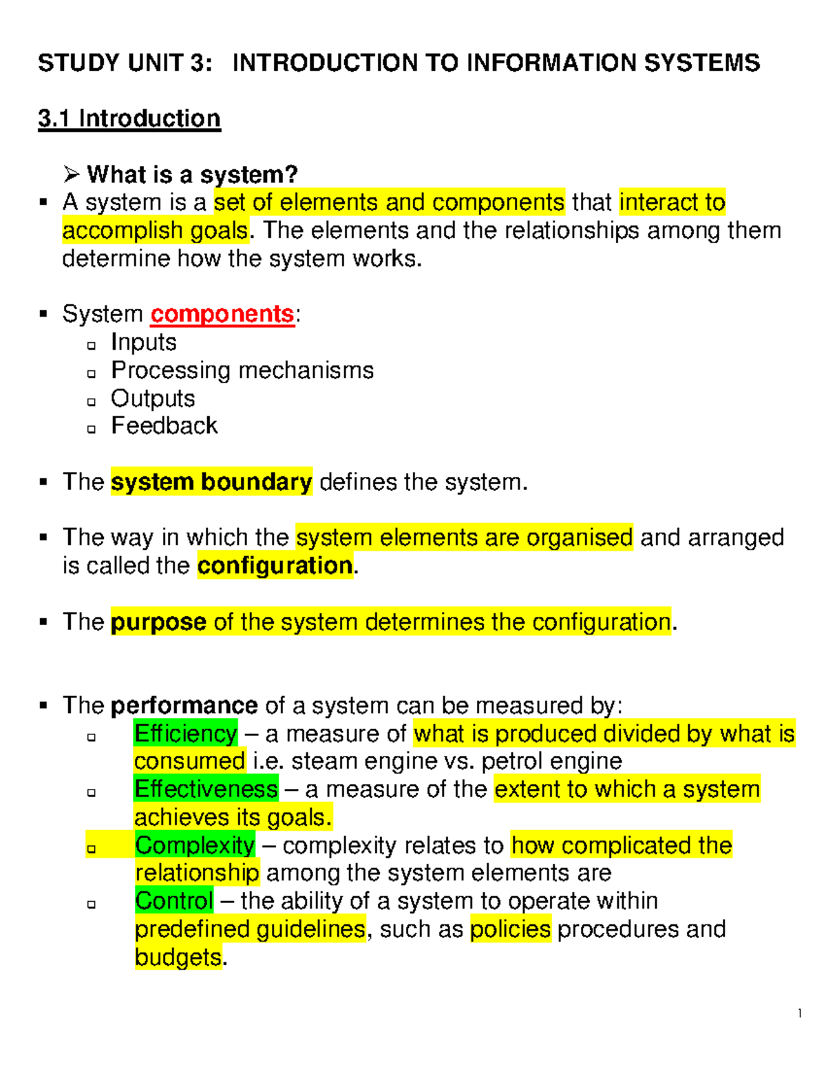INL110unit32024 - STUDY UNIT 3: INTRODUCTION TO INFORMATION SYSTEMS 3 ...