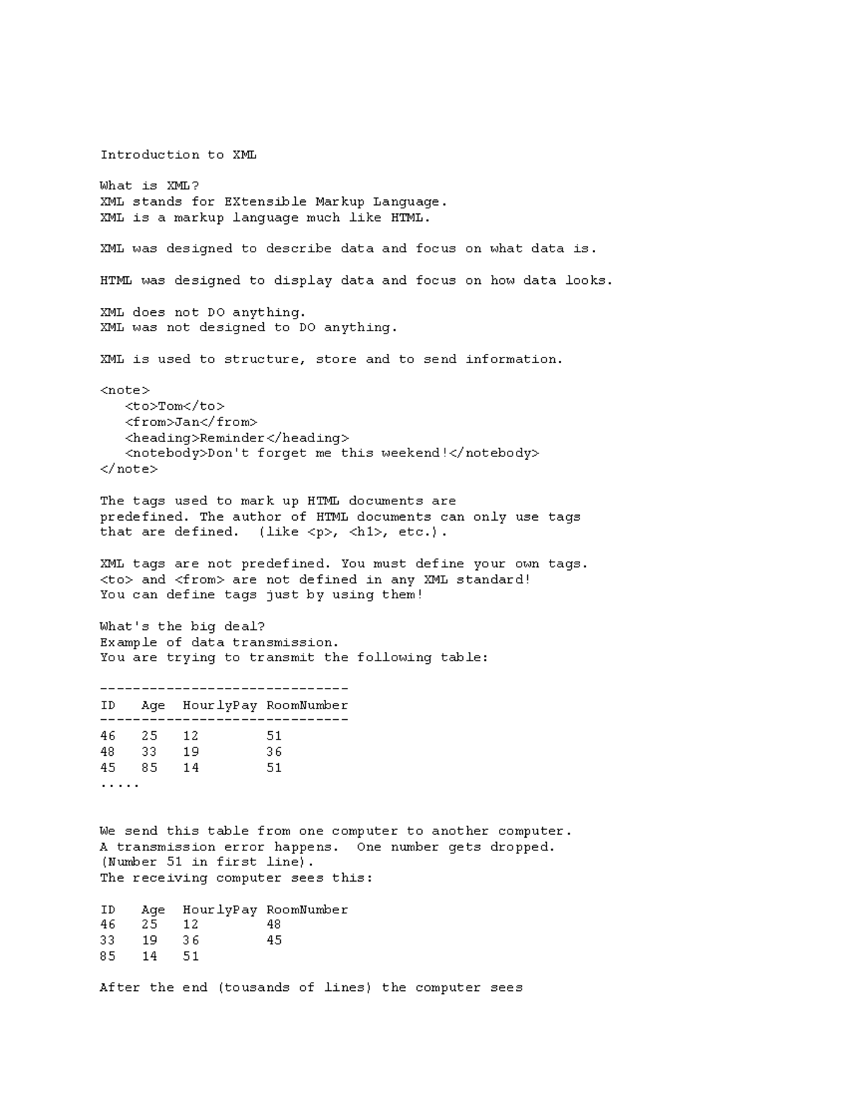 Xml_lecture_Notes - Introduction to XML What is XML? XML stands for ...