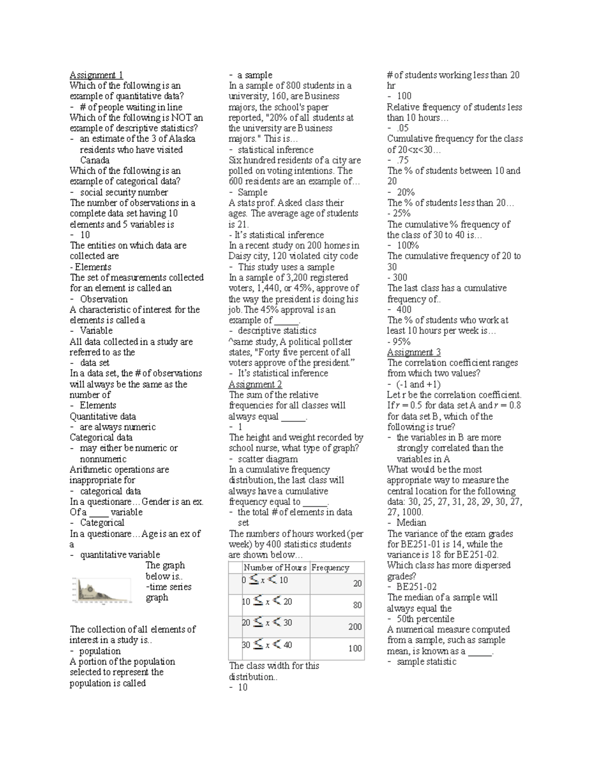 BE-251: Exam 1 Study Guide - Assignment 1 Which of the following is an ...