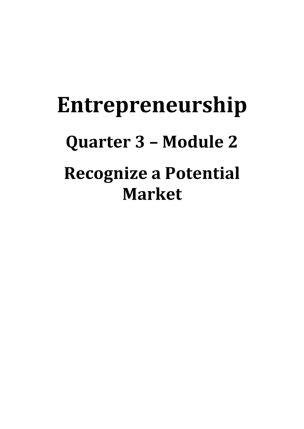 Entrepreneurship-Q3- W2-1 - Entrepreneurship Quarter 3 – Module 2 ...