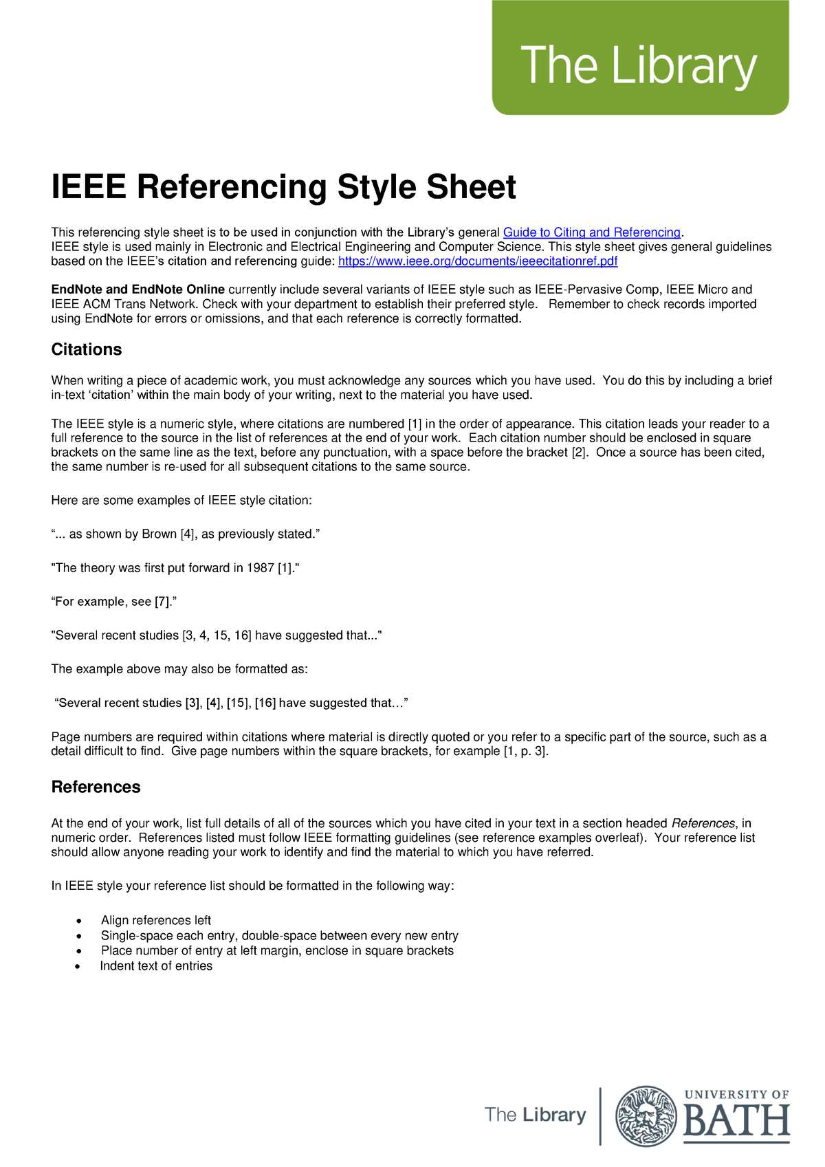 Ieeestyleguide note IEEE Referencing Style Sheet This referencing