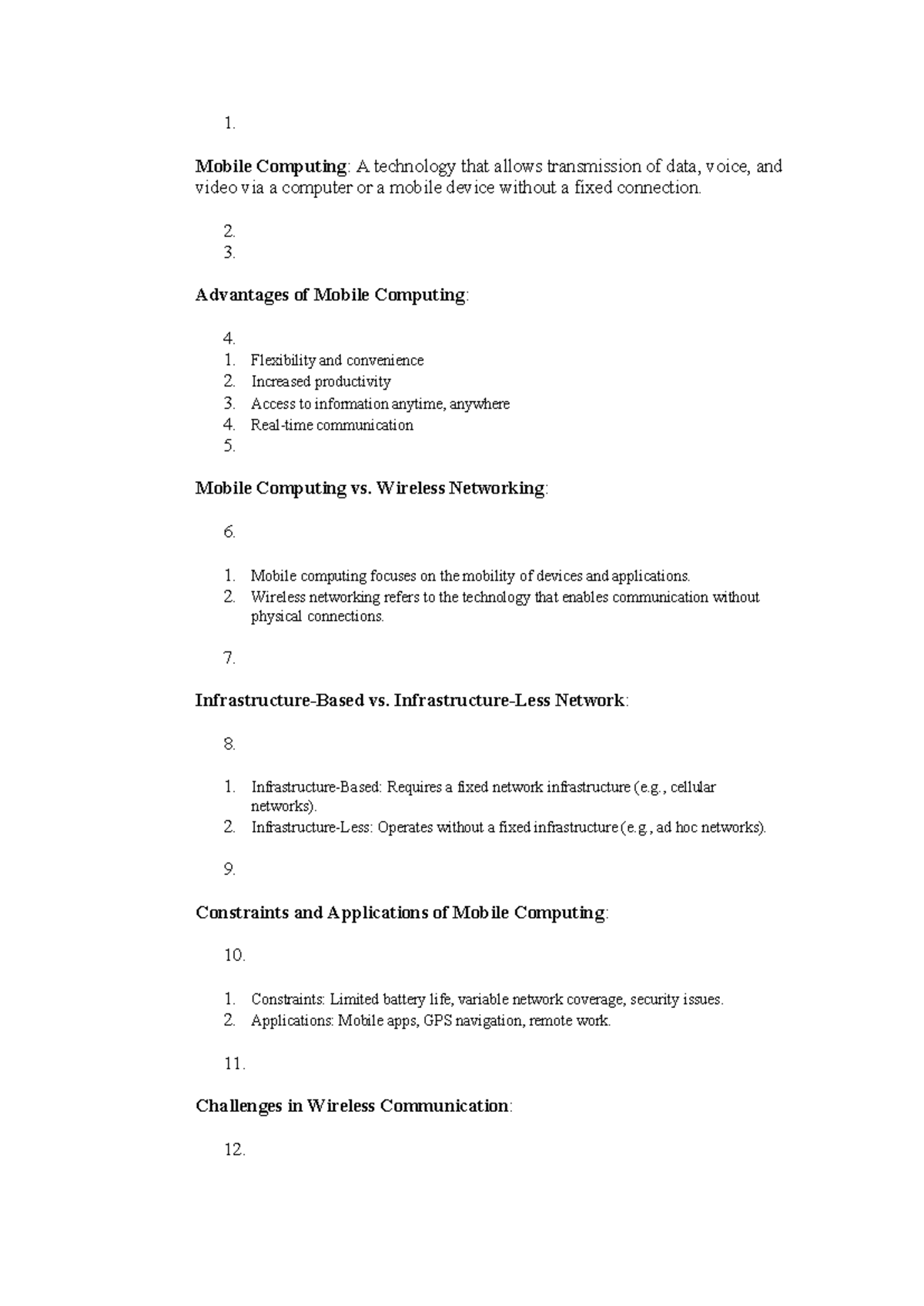 Mobile Computing VIVA Answers - 1. Mobile Computing: A technology that ...