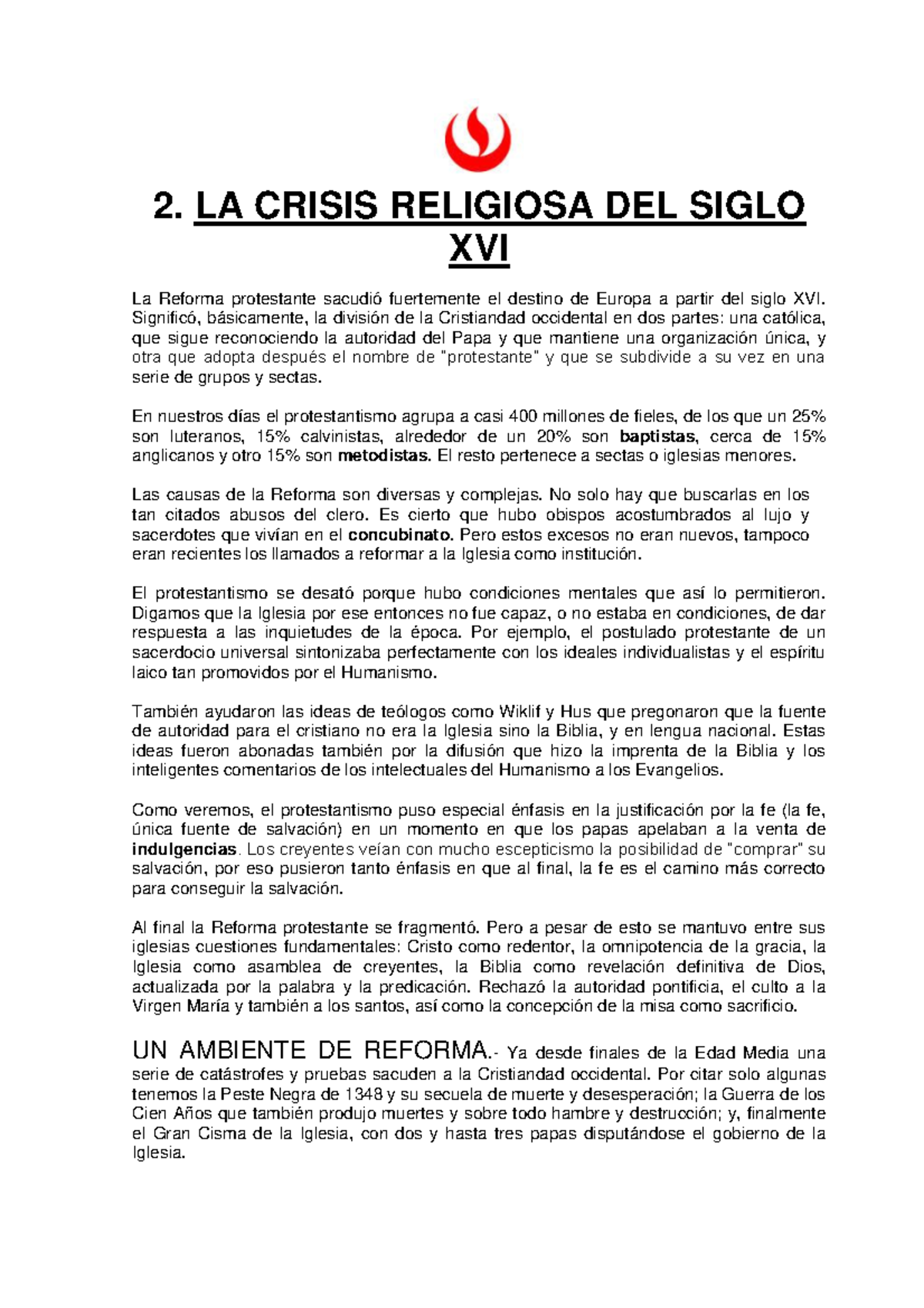 Unidad 3 - (2) La Crisis Religiosa Del Siglo XVI [Materiales De ...