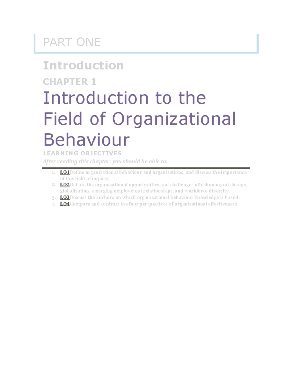 Ch1-4 - Lecture notes 1-4 - PART ONE Introduction CHAPTER 1 ...