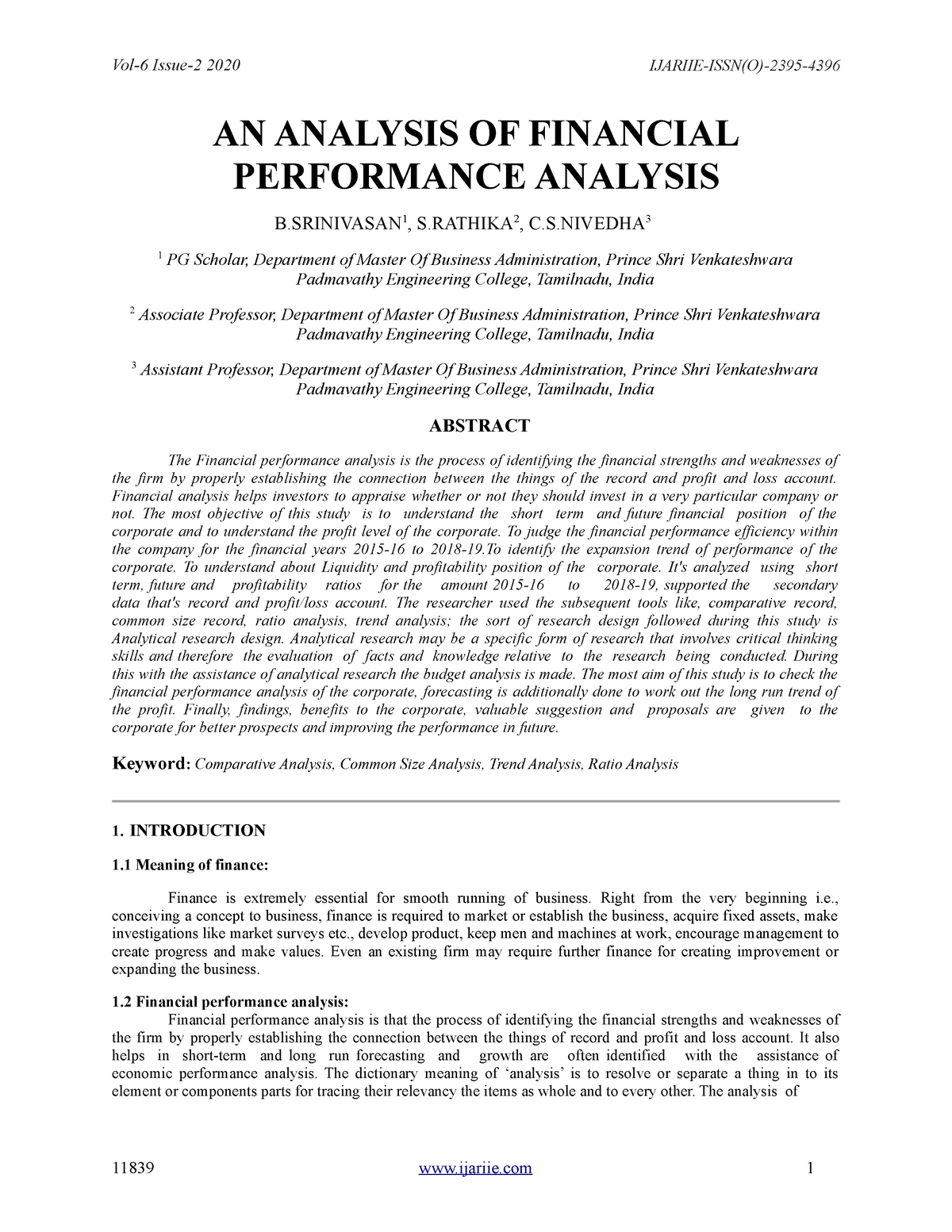 literature review of financial performance analysis