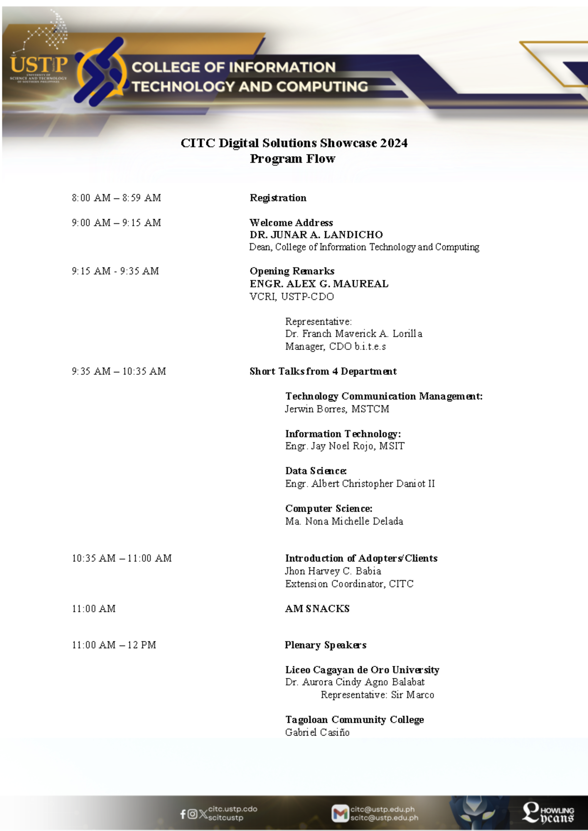 Digital Solutions Showcase Program Flow - CITC Digital Solutions ...