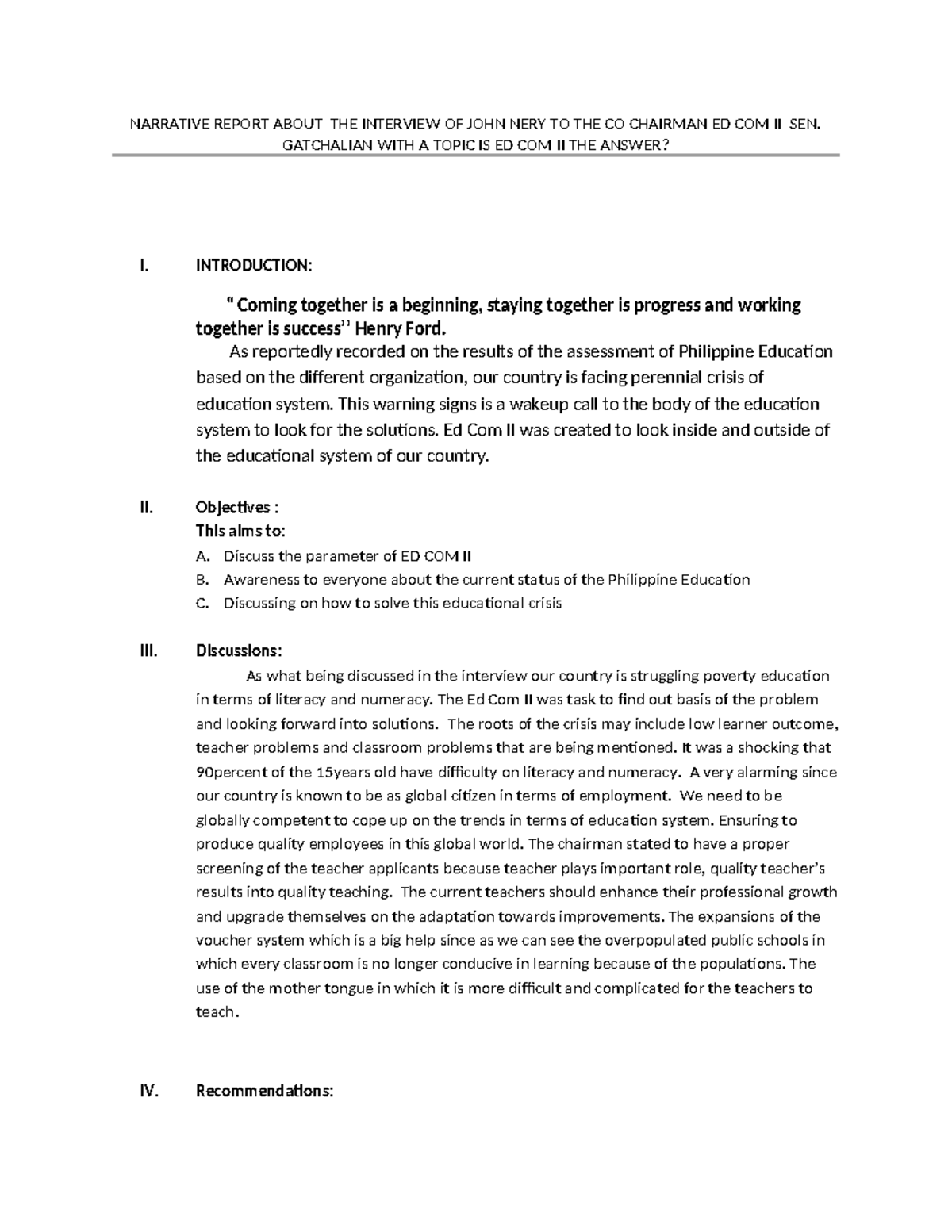ED COM Narrative - THE INSIGHTS ABOUT ED COM 2 - NARRATIVE REPORT ABOUT ...