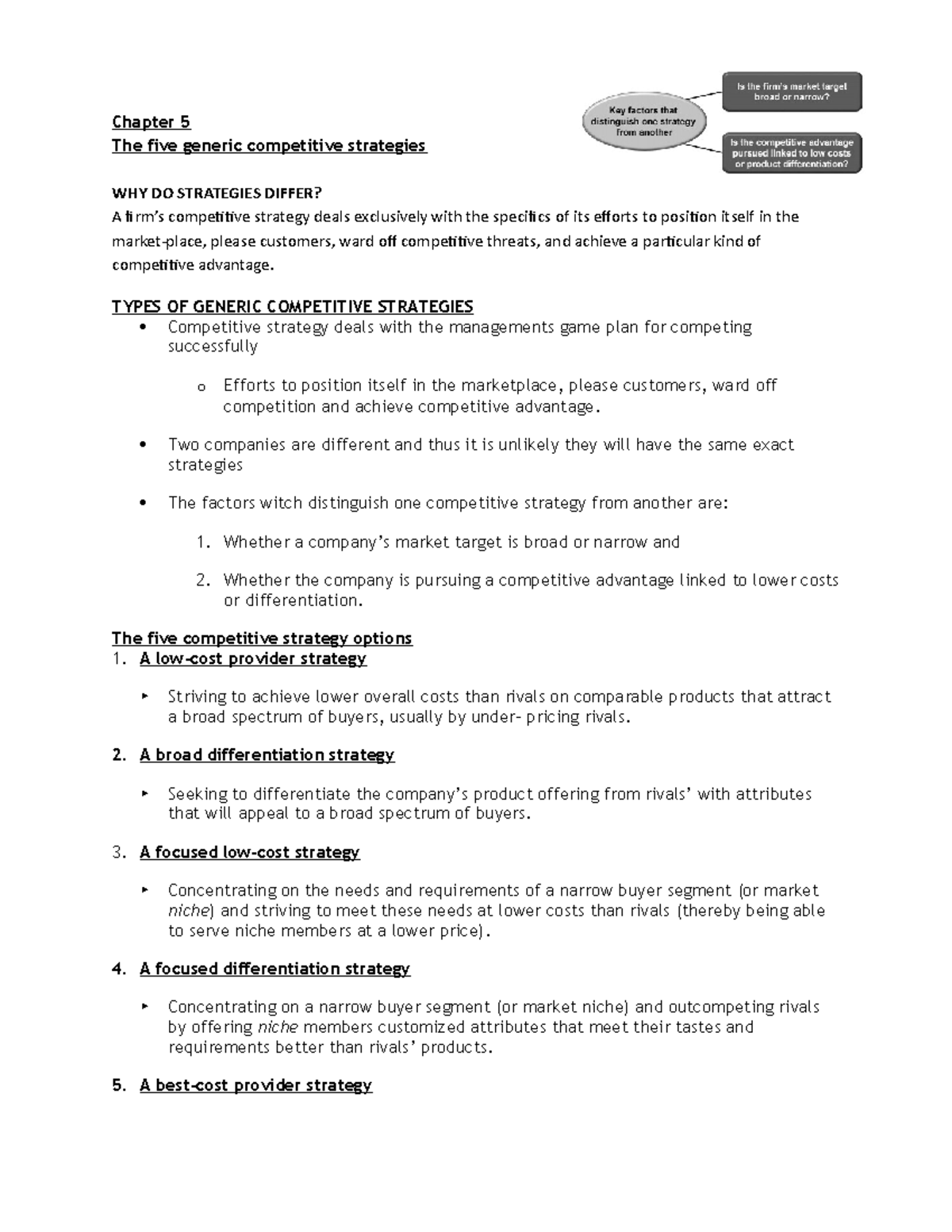 Chapter 5 - Summary Business management - Chapter five generic ...