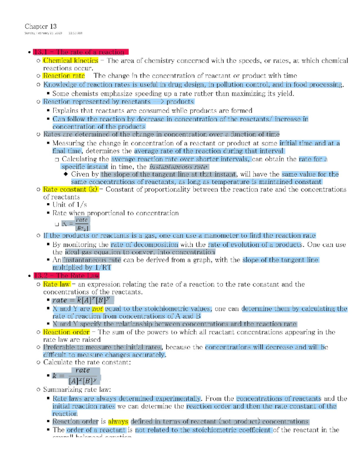 Ch 13 - Book chapter notes for the required textbook for Chemistry 122 ...