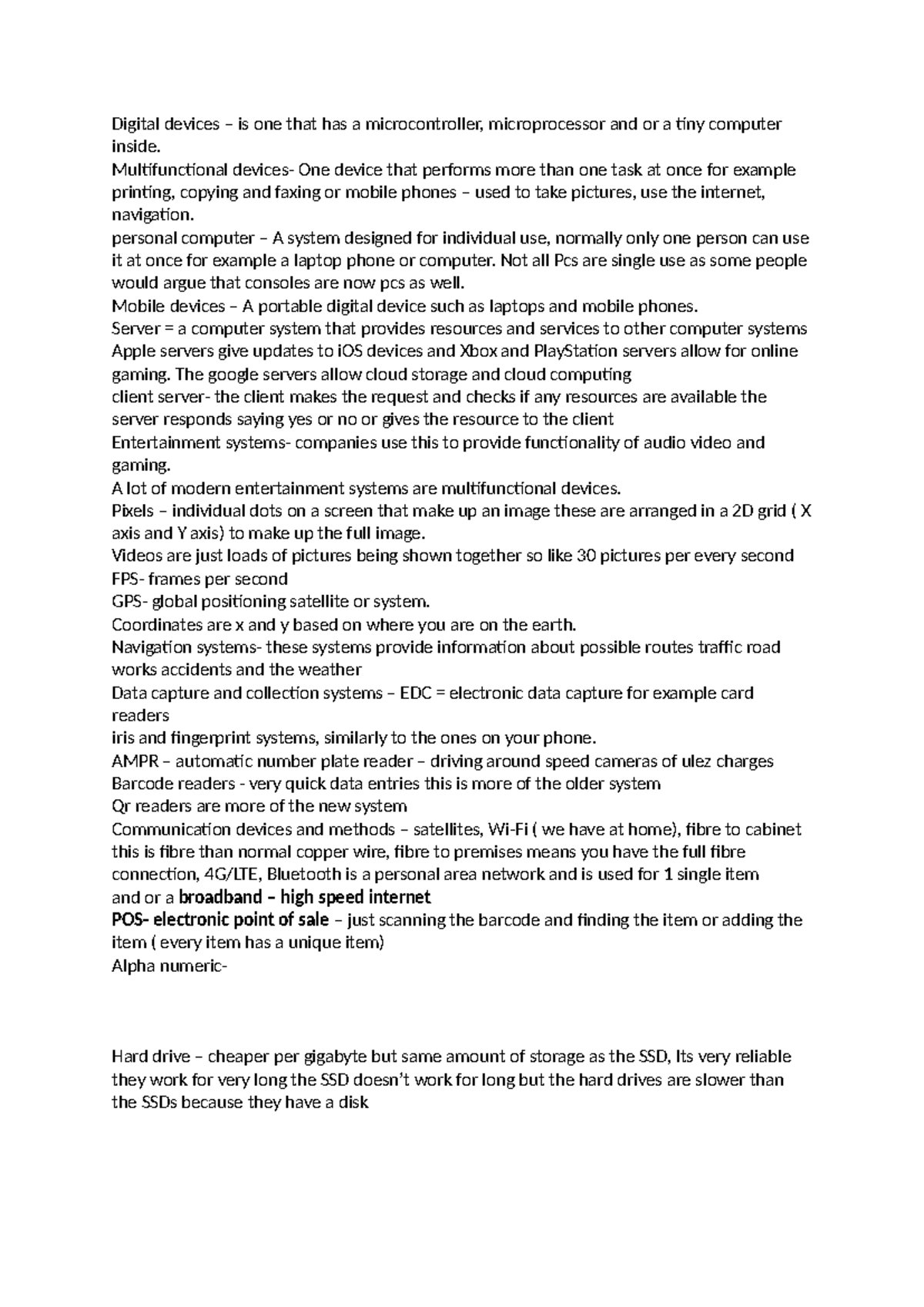IT unit 1 revision - very useful - Digital devices – is one that has a ...