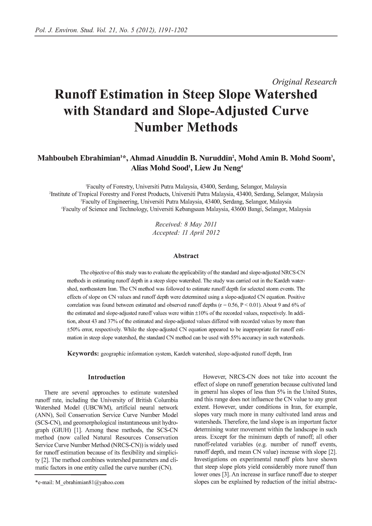 Runoff Estimation Paper - Introduction There are several approaches to ...