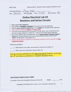 Ajay Dalal - LAB 2 Resistors and Series Circuits - ENGT 18100 ...