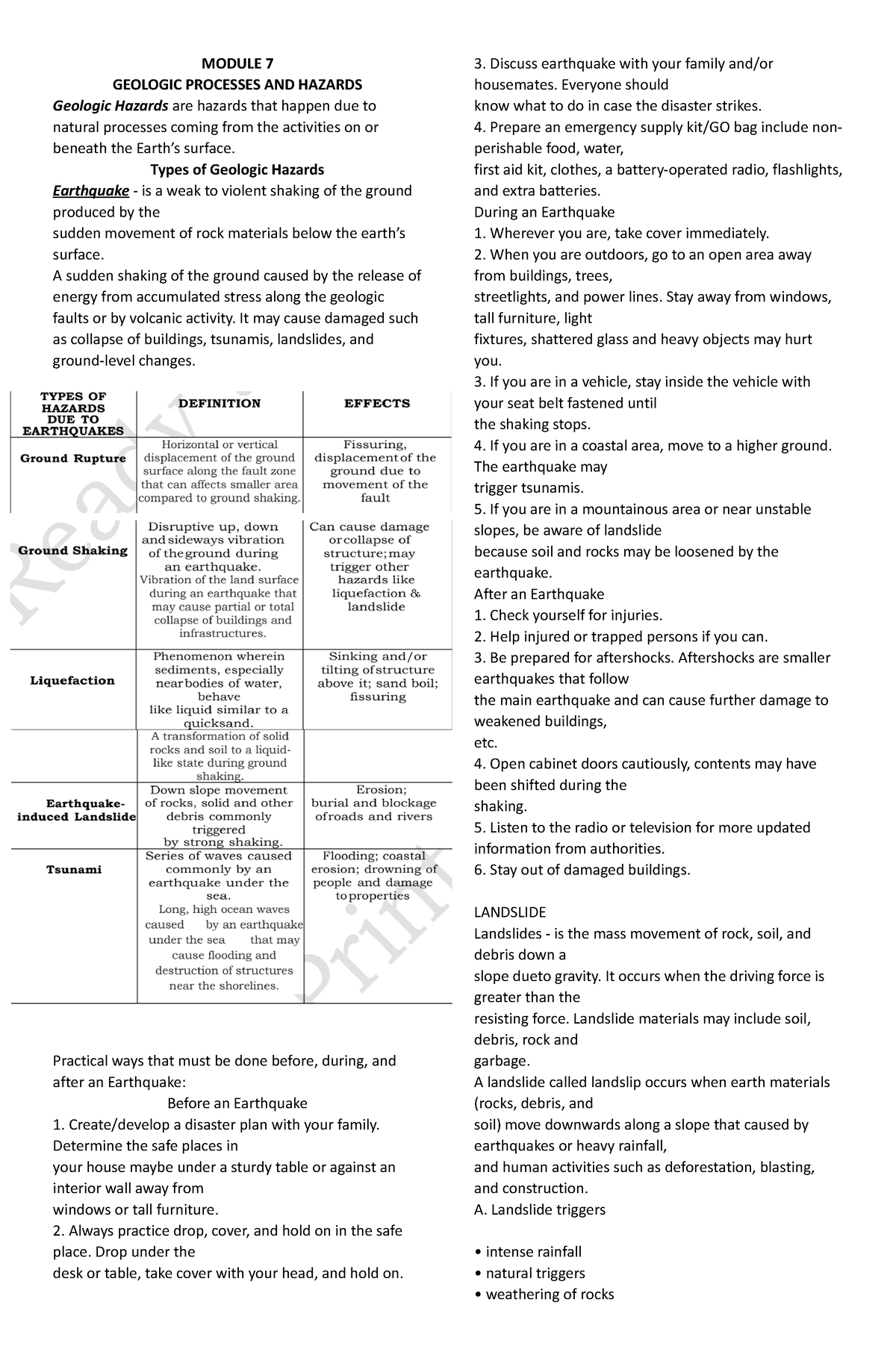 Module 7 Earth AND LIFE Science - MODULE 7 GEOLOGIC PROCESSES AND ...