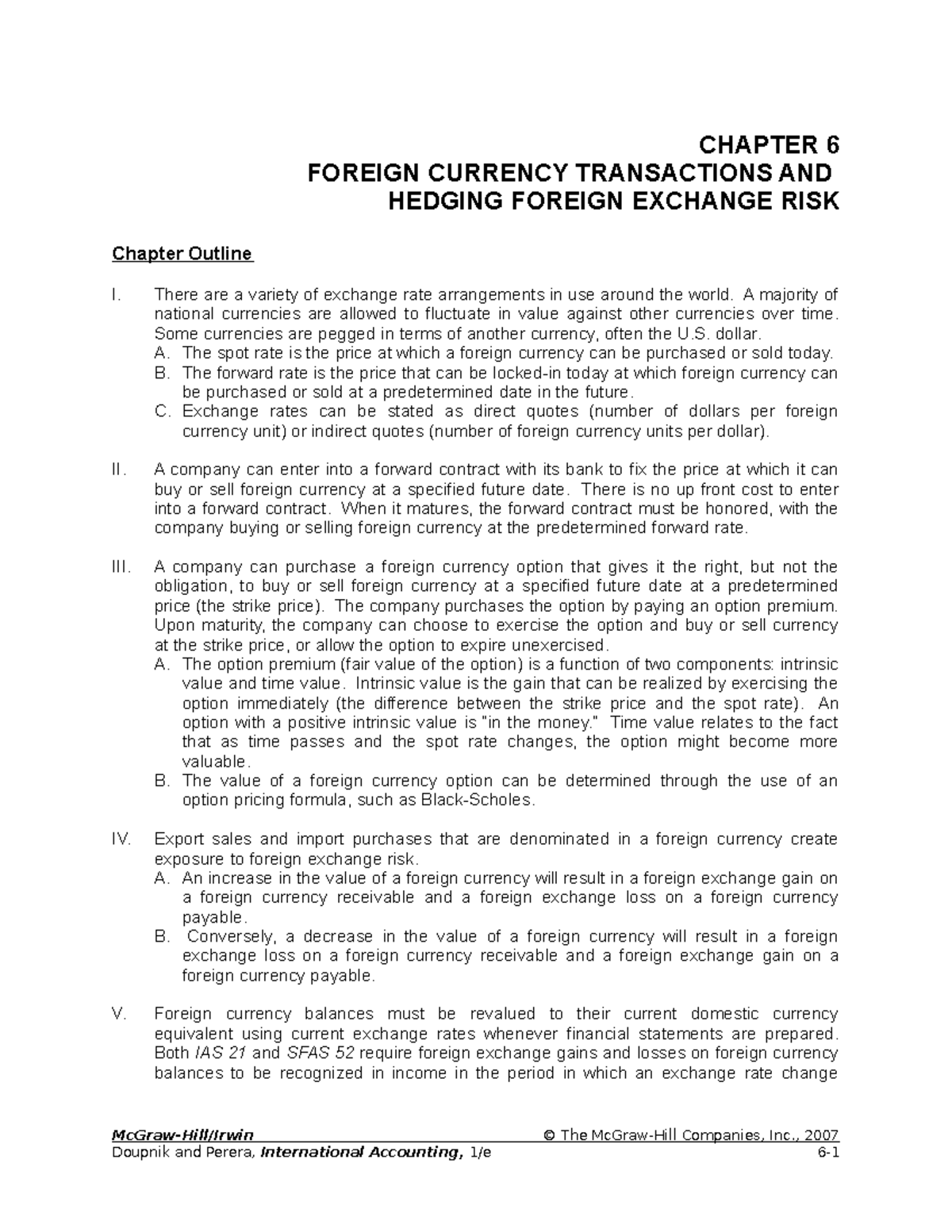 Chapter 06 - CHAPTER 6 FOREIGN CURRENCY TRANSACTIONS AND HEDGING ...