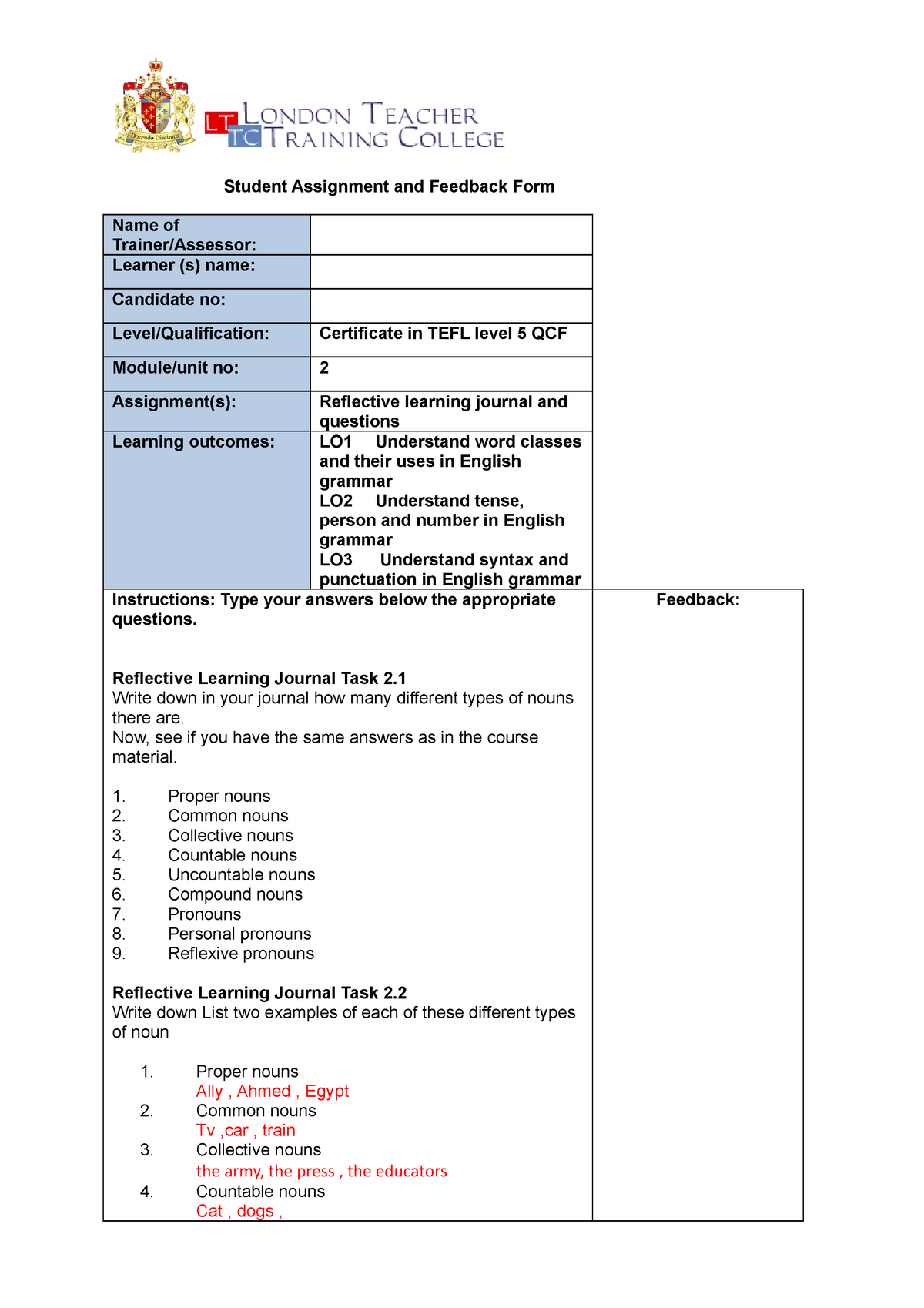 tefl methodology assignment unit 2