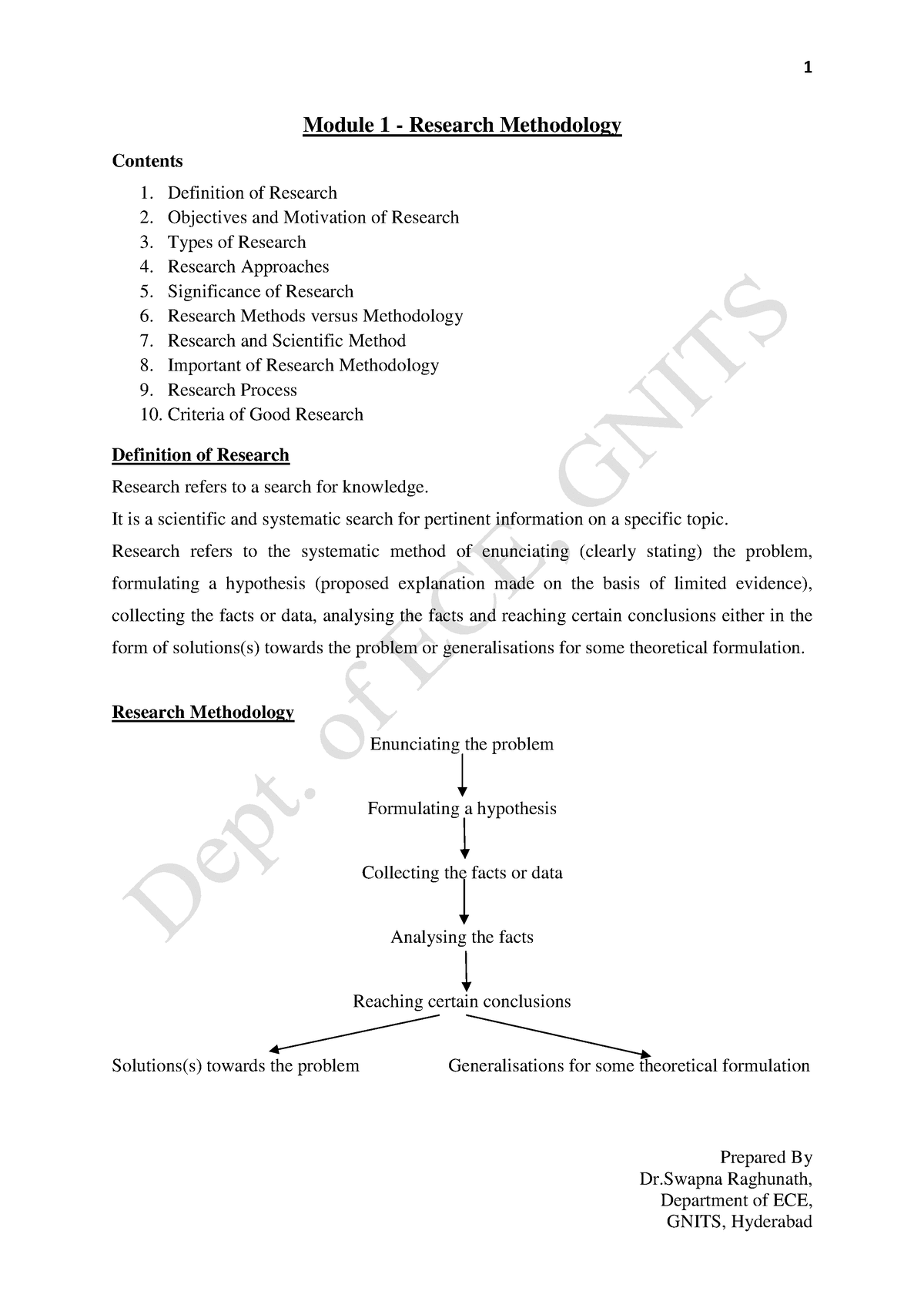 presents written research methodology module