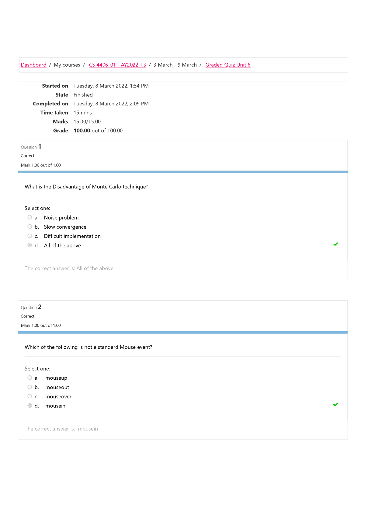 Self-Quiz Unit 6 Attempt Review - Started On Tuesday, 8 March 2022, 1: ...