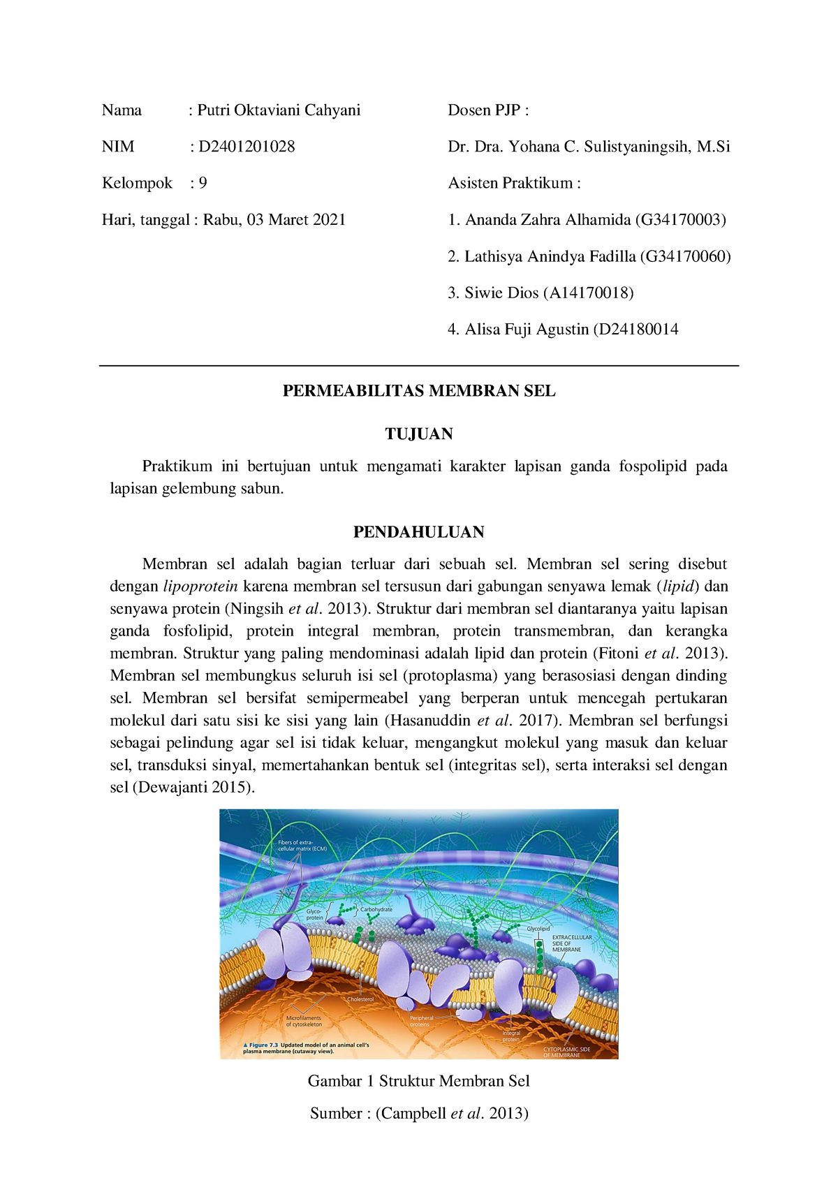 Laporan Praktikum Biologi Dasar Minggu Keempat - Nama : Putri Oktaviani ...