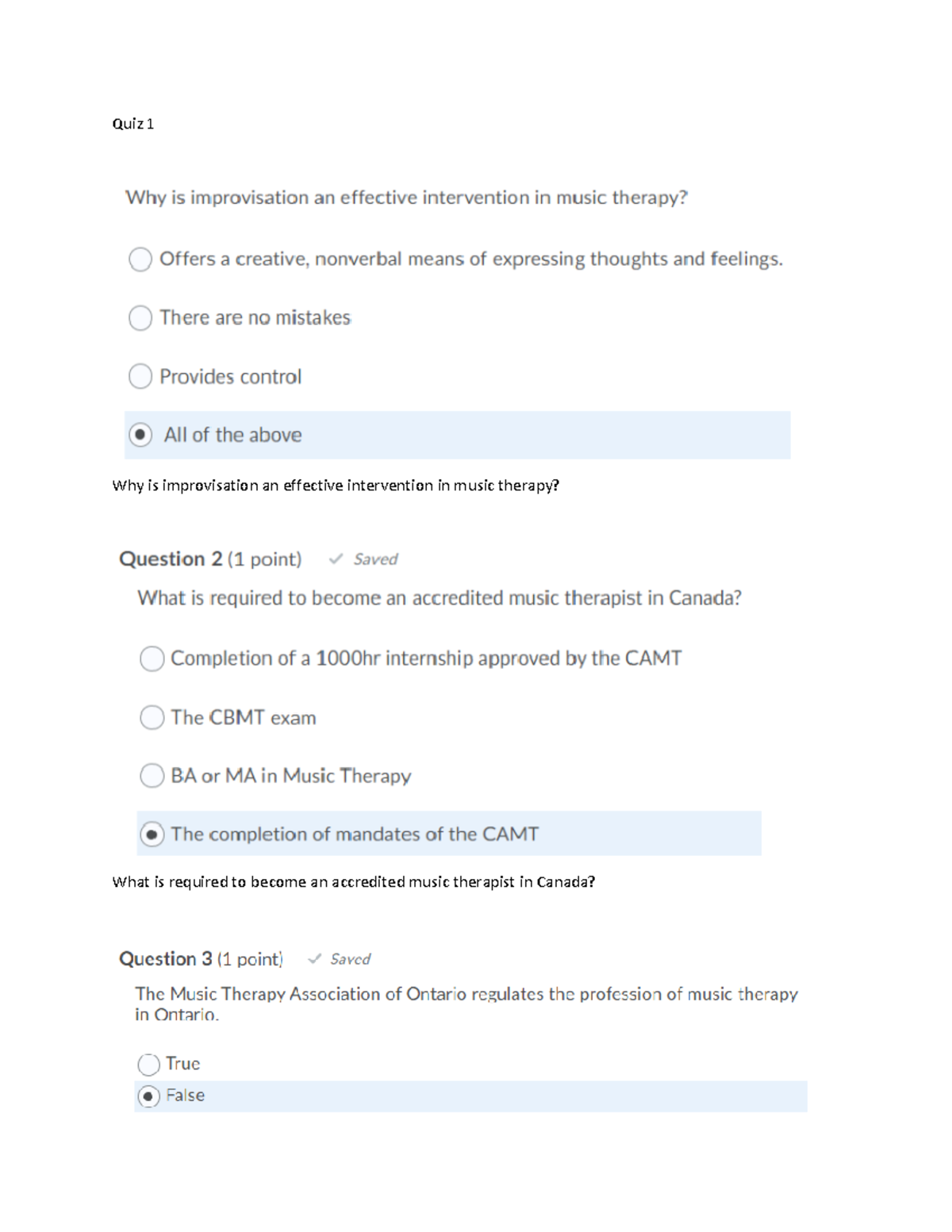 Music Quiz Combined - All Quizzes - Quiz 1 Why Is Improvisation An ...