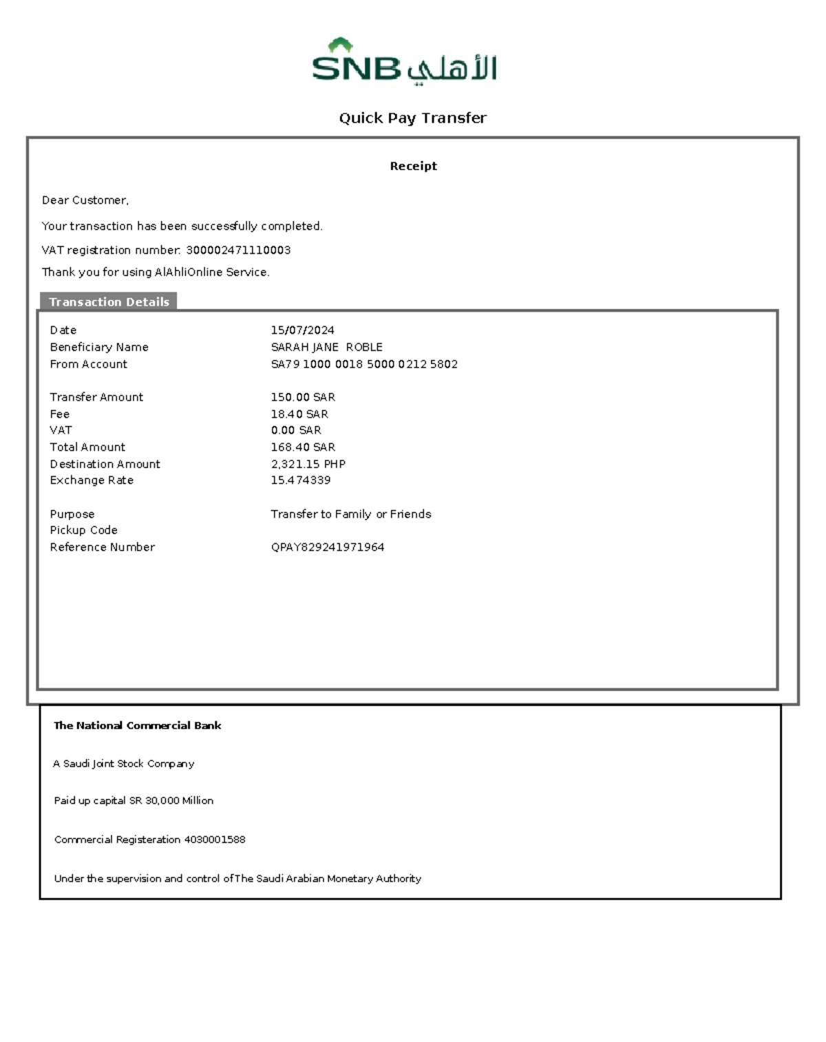 Document - vjfuccbk - Quick Pay Transfer Transaction Details Receipt ...