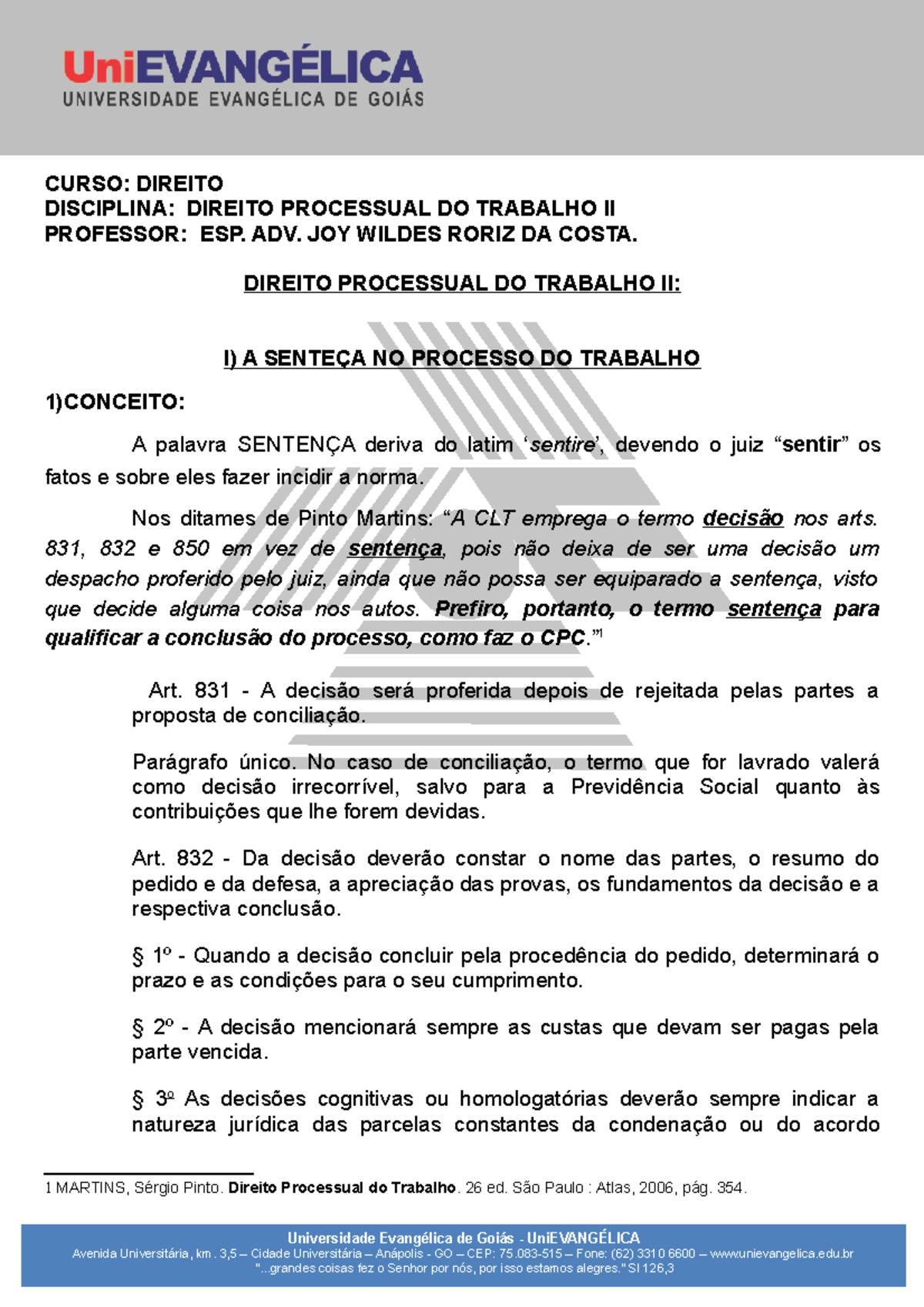 Apostila Completa II - CURSO: DIREITO DISCIPLINA: DIREITO PROCESSUAL DO ...