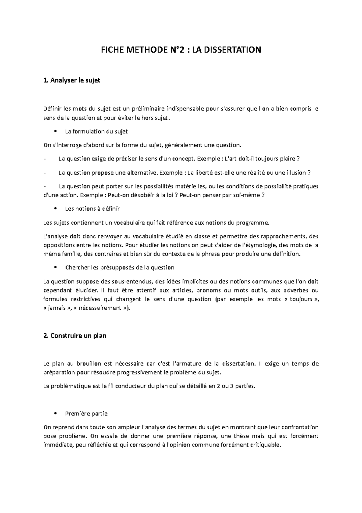 la dissertation fiche methode