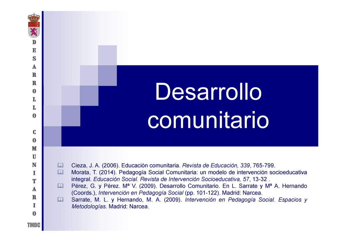 Tema 1. Desarrollo comunitario - Desarrollo comunitario     TMDC Cieza,  J. A. (2006). Educación - Studocu