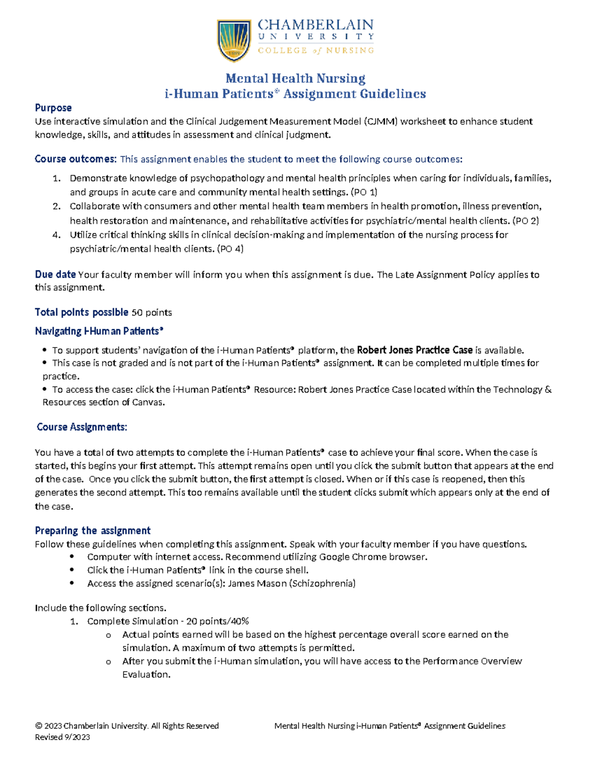 NR326 i Human Patients Assignment Guidelines NOV23 - i-Human Patients ...
