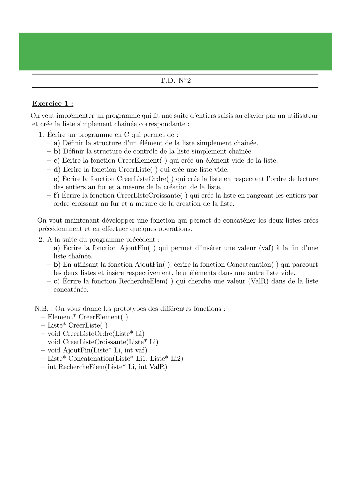 Td2 Structures Des Données - Universit ́e Moulay Ismail A. : 2019 ...