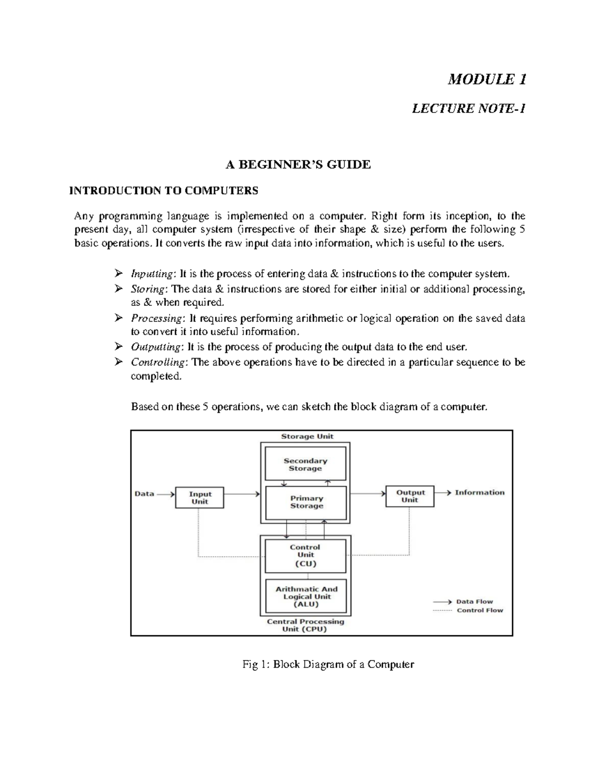 Programming Basics - MODULE 1 LECTURE NOTE- A BEGINNER’S GUIDE ...