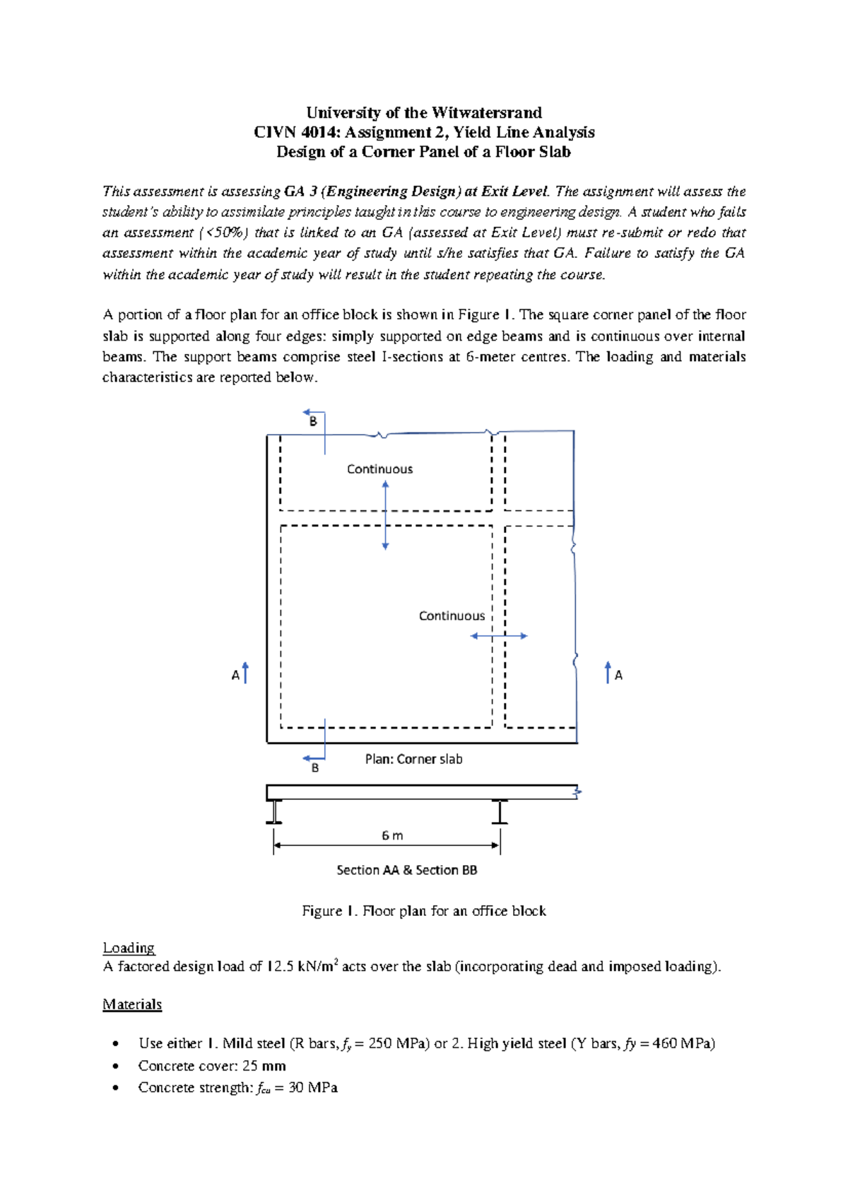 CIVN 4014A Assignment GA3 - University of the Witwatersrand CIVN 4014 ...