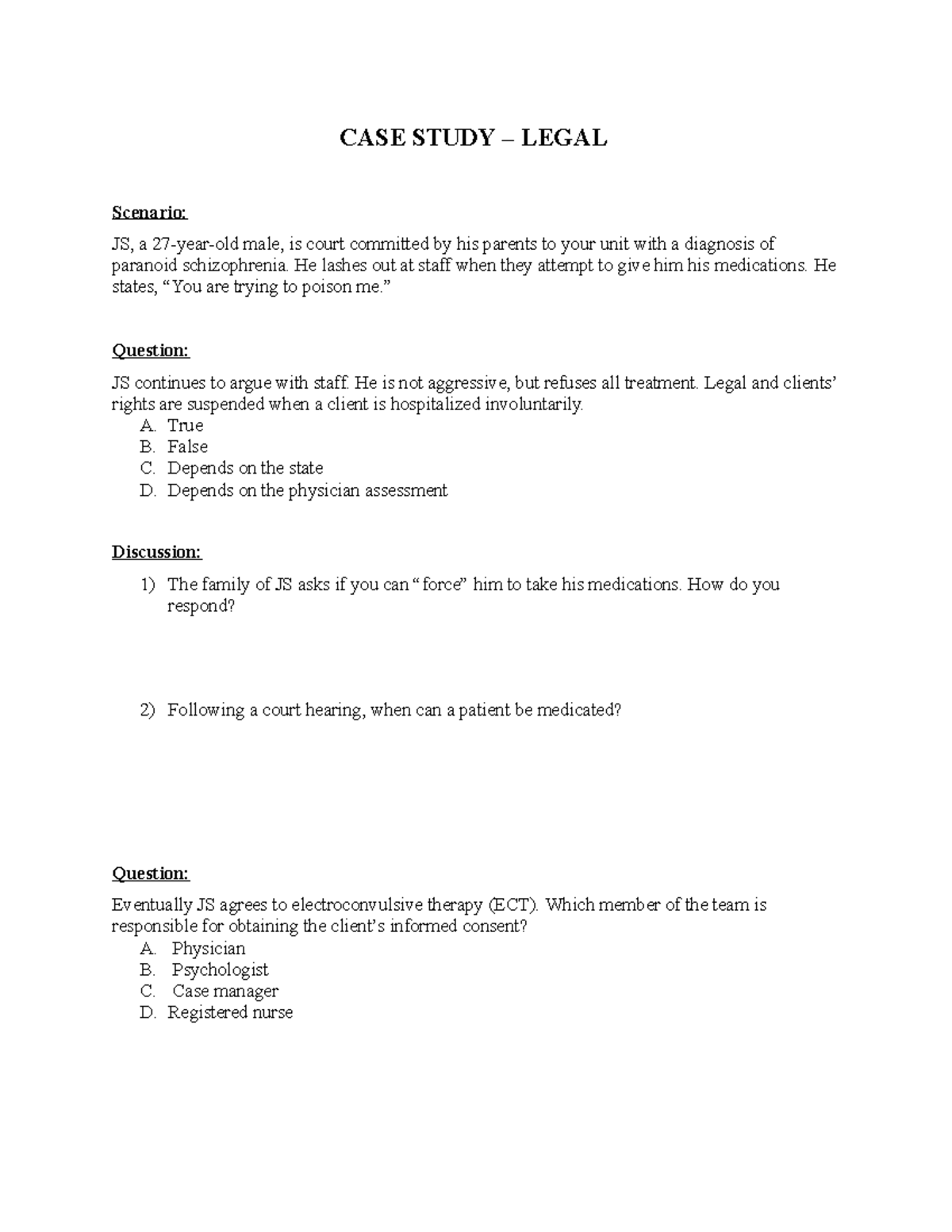 Case Study Legal 3 Very Good CASE STUDY LEGAL Scenario JS A case-study-legal-3-very-good-case-study-legal-scenario-js-a