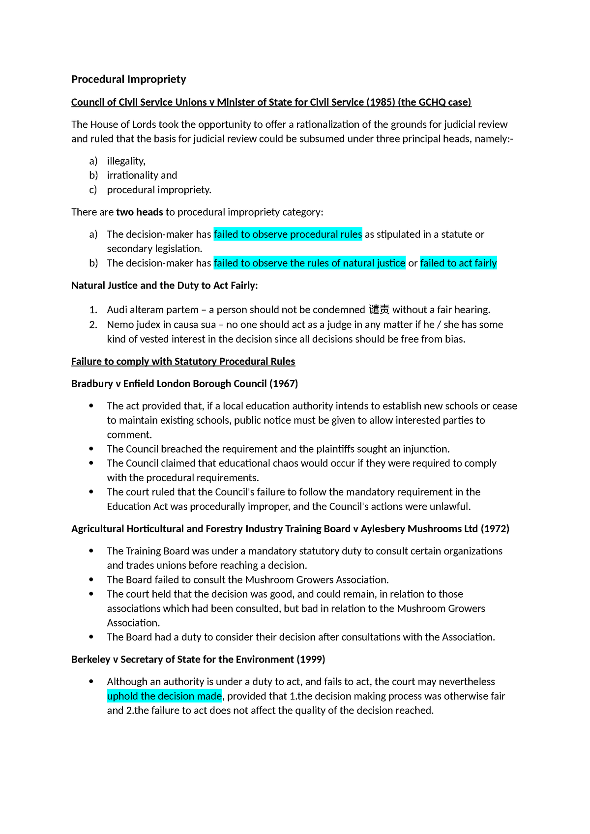 Procedural Impropriety - There are two heads to procedural impropriety ...