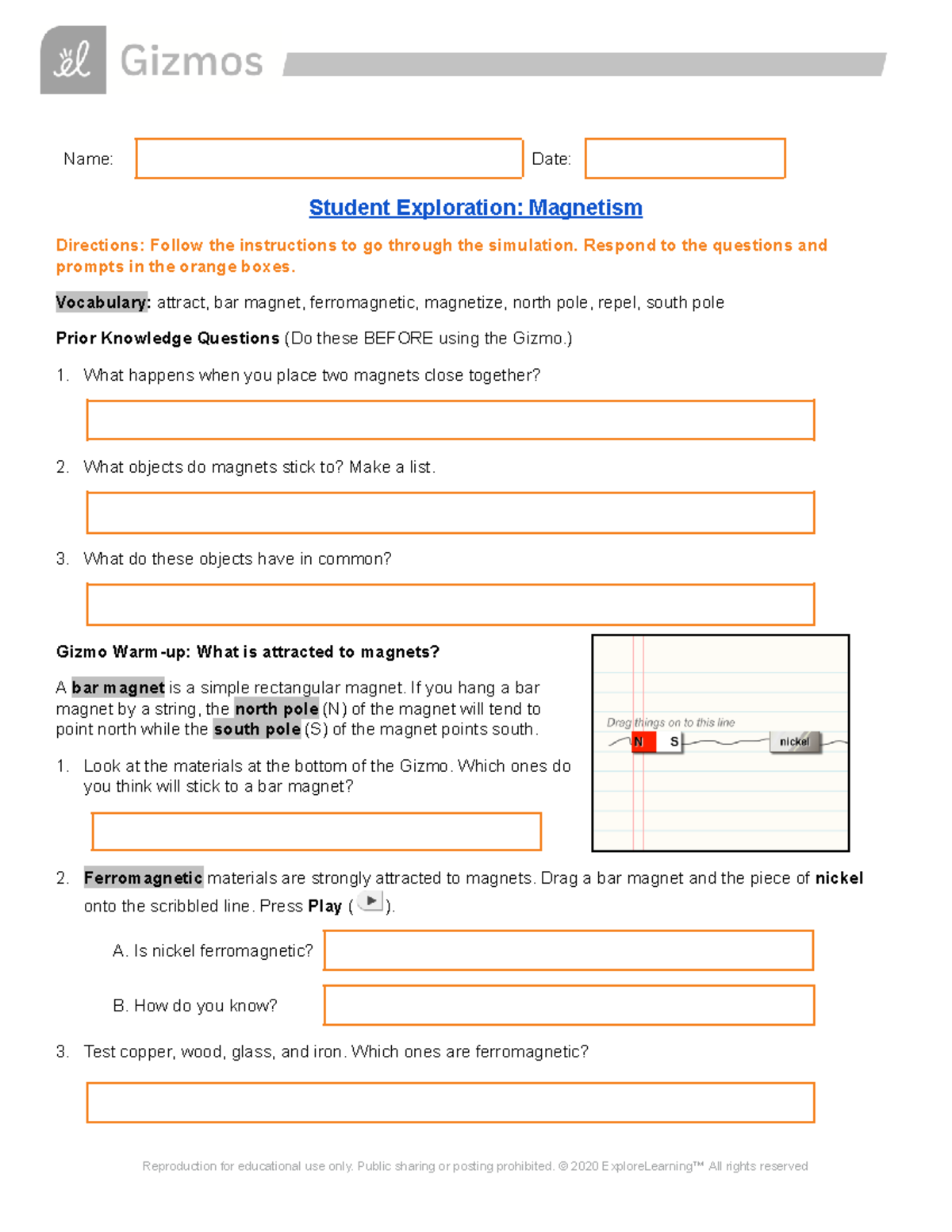 Student Assignment Name Date Student Exploration