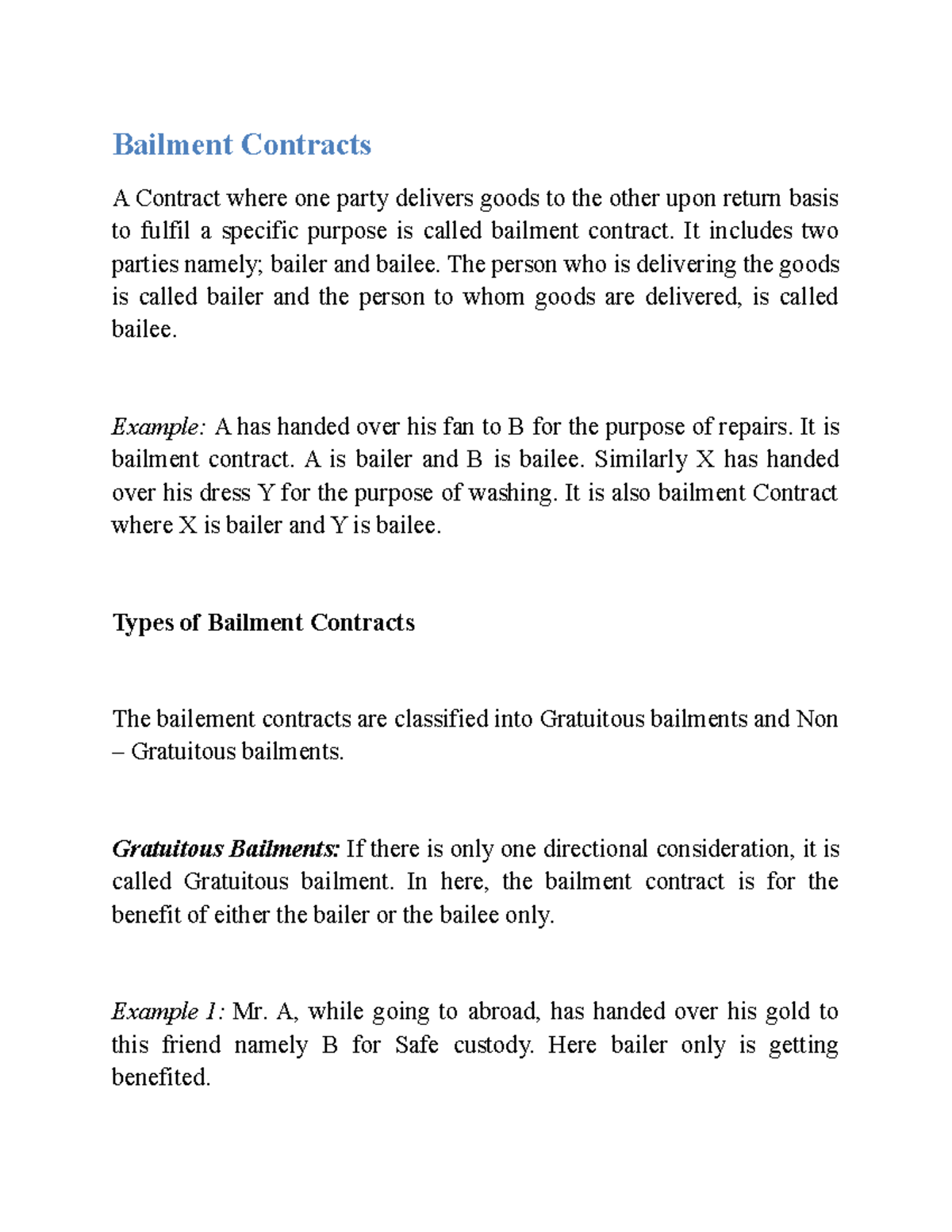 Bailment and pledge legal writing documents bailment contracts a