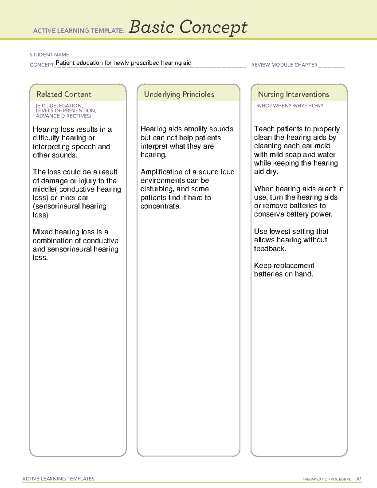 ATI Active learning template ACTIVE LEARNING TEMPLATES THERAPEUTIC