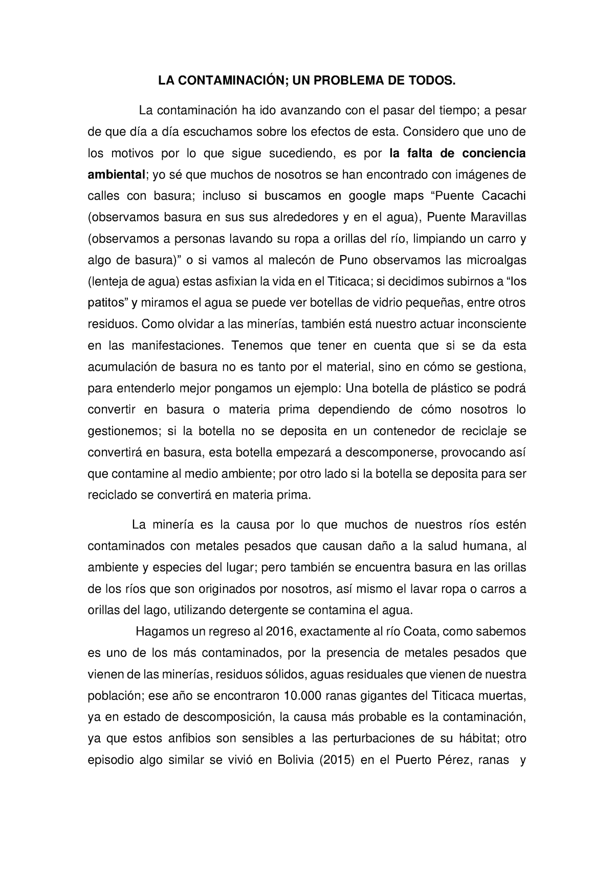 La Contaminacion Es Un Ensayo Sobre La Contaminación En General La ContaminaciÓn Un 0987