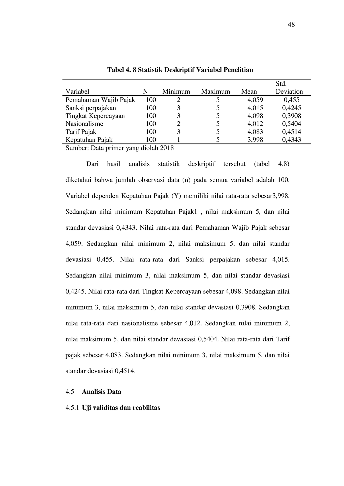 Analisis Faktor - Faktor YANG Mempengaruhi 13 - Tabel 4. 8 Statistik ...