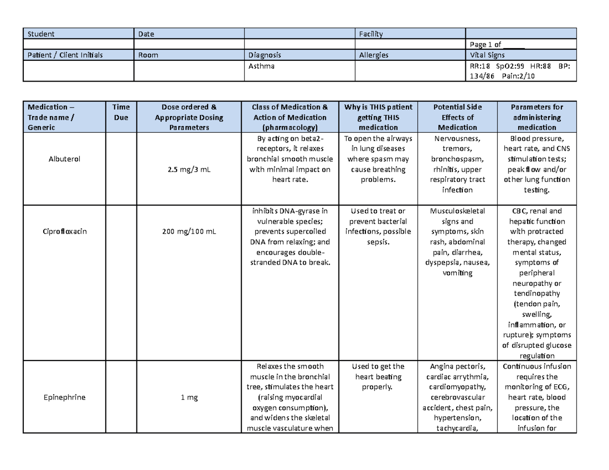 Student Medication Record week 8 - Student Date Facility Page 1 of ...