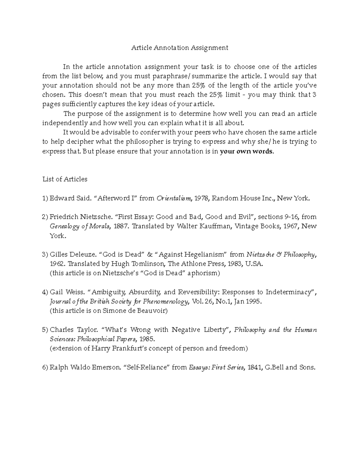 Article Annotation - I would say that your annotation should not be any ...