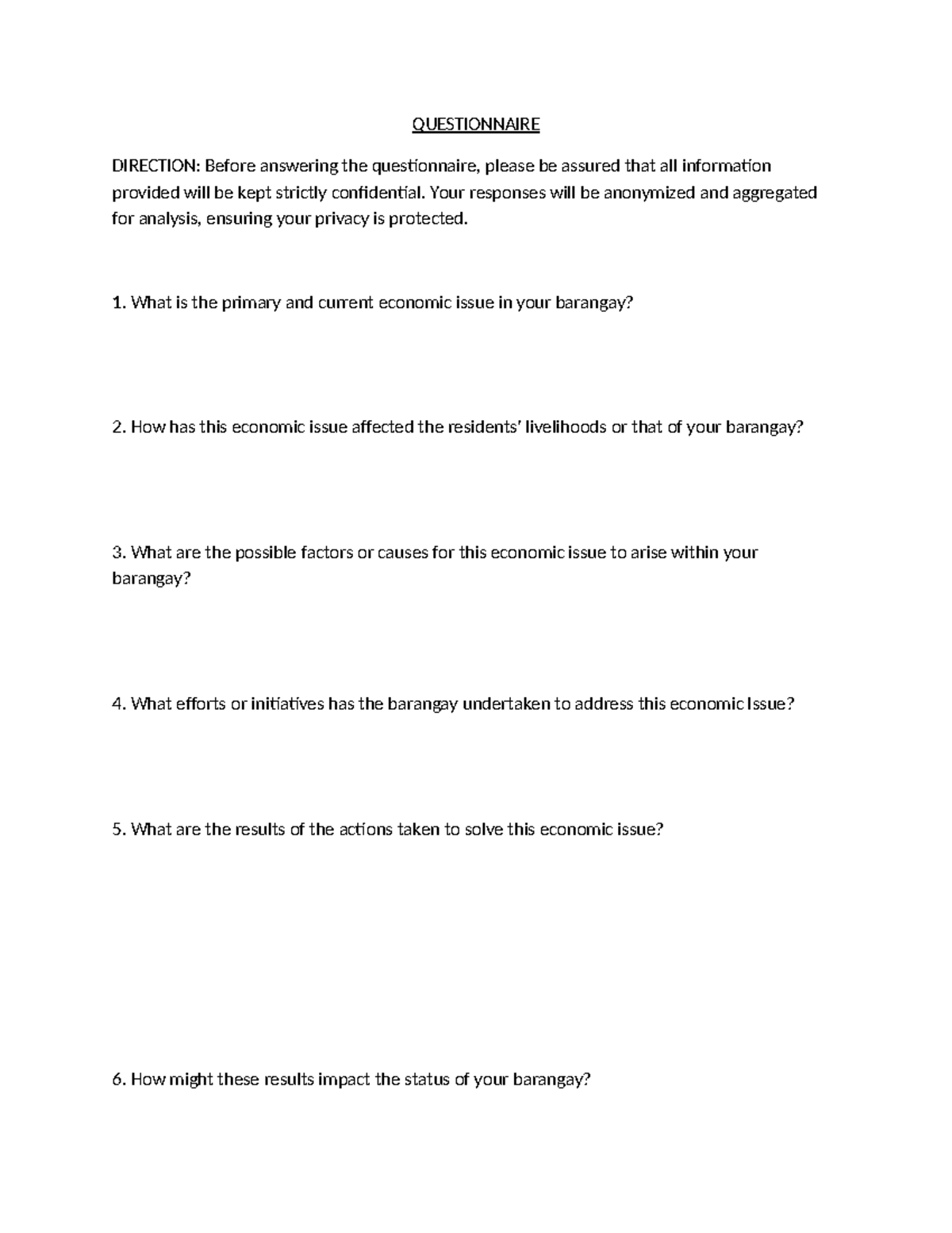 Questionnaire 1-WPS Office - QUESTIONNAIRE DIRECTION: Before answering ...