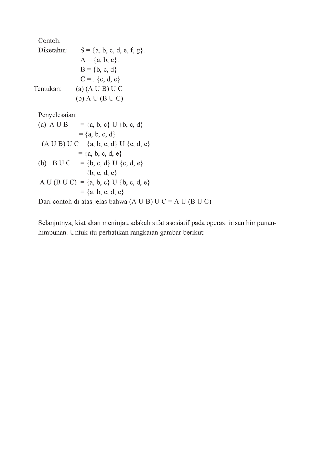 Contoh Sifat Himpunan - Contoh. Diketahui: S = {a, B, C, D, E, F, G}. A ...